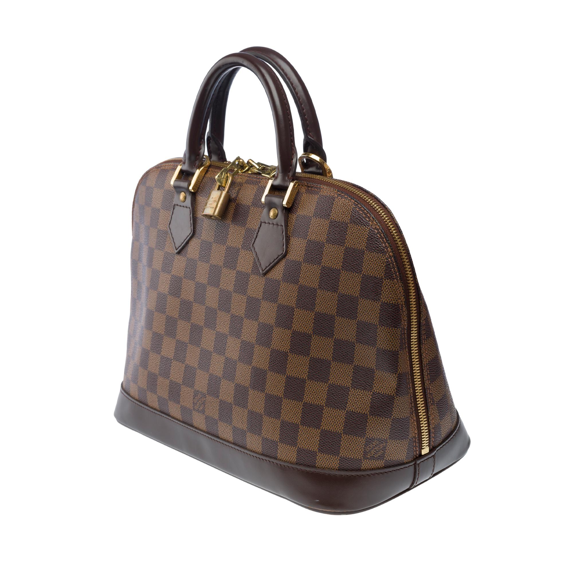 Women's Lovely Louis Vuitton Alma handbag strap in brown damier canvas, GHW For Sale