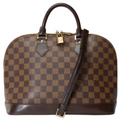 Lovely Louis Vuitton Alma handbag strap in brown damier canvas, GHW