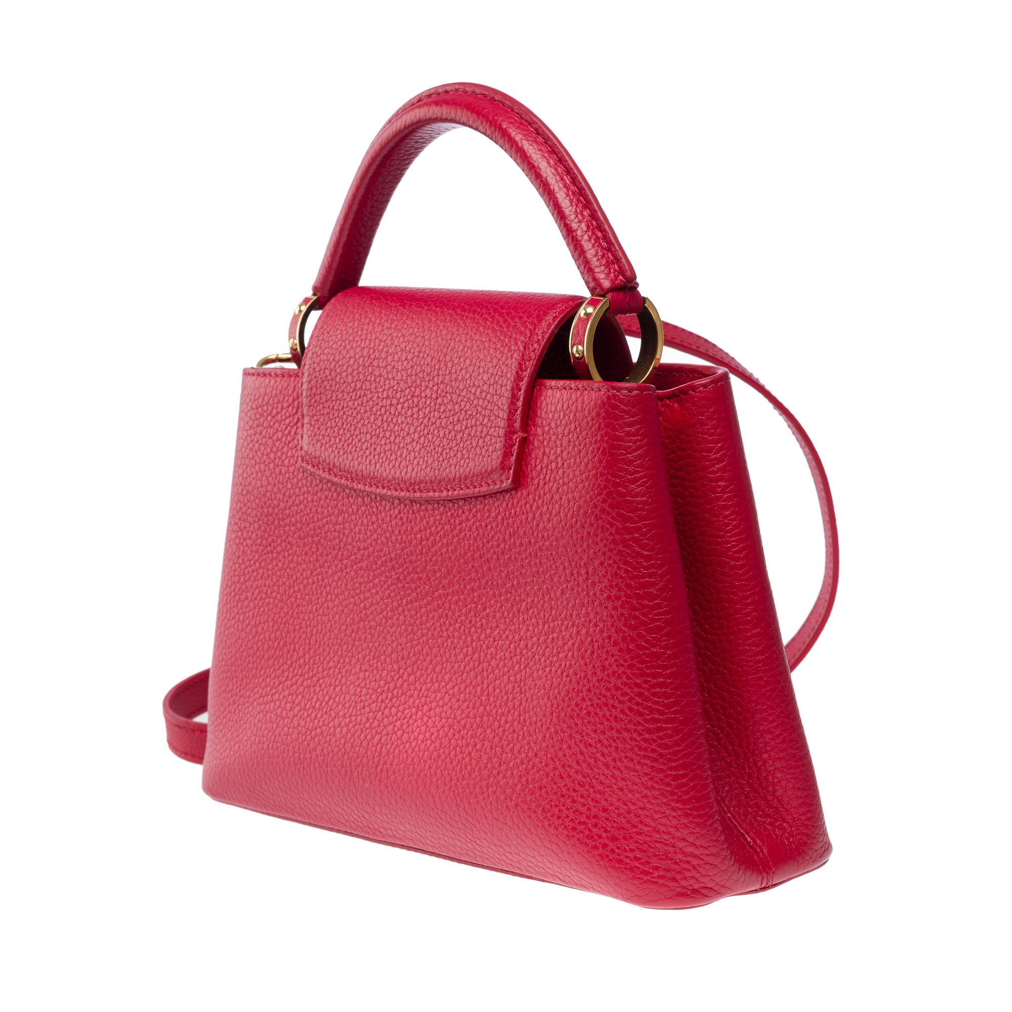 Ravissante bandoulière de sac à main Louis Vuitton Capucines BB en cuir rouge écarlate, GHW Pour femmes en vente