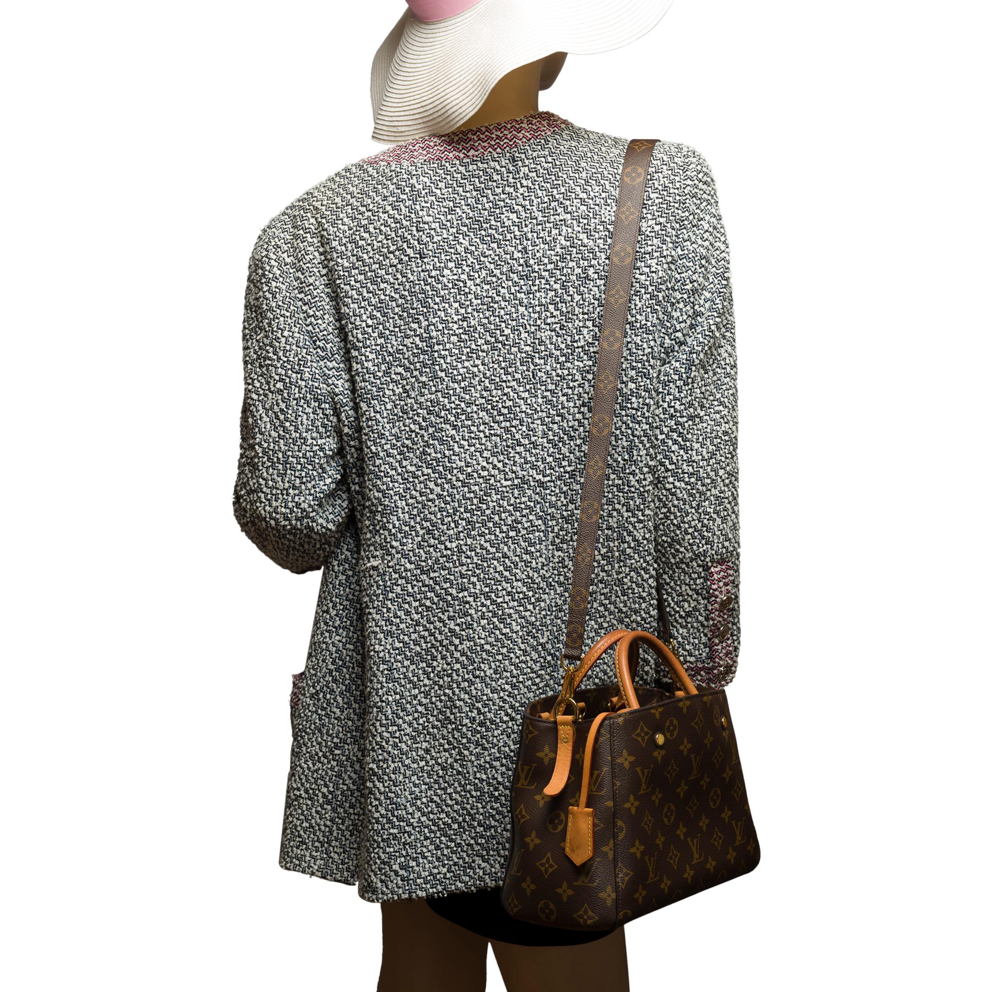 Lovely Louis Vuitton Montaigne BB handbag strap in brown monogram canvas, GHW For Sale 7
