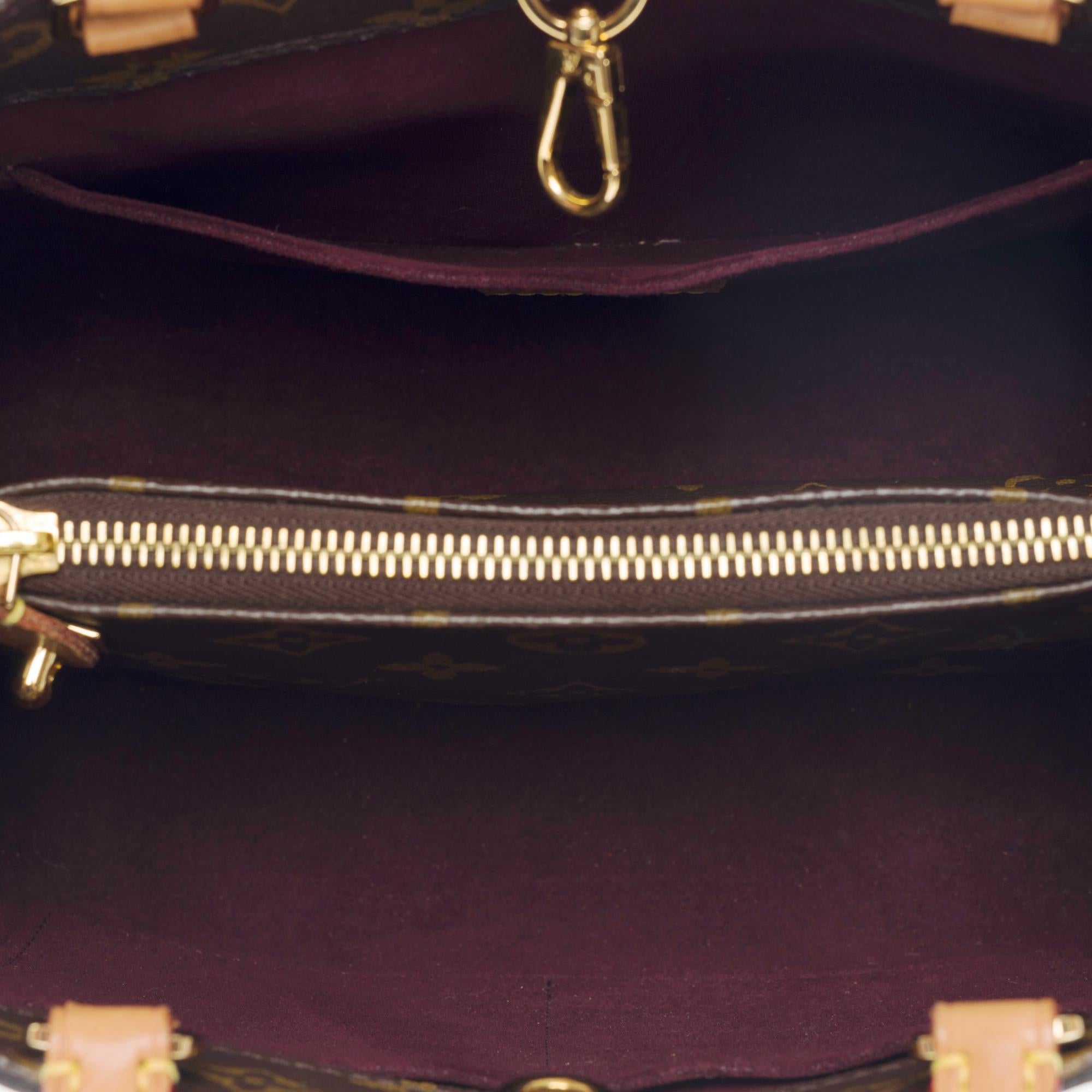 Lovely Louis Vuitton Montaigne BB handbag strap in brown monogram canvas, GHW For Sale 3