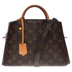 Lovely Louis Vuitton Montaigne BB handbag strap in brown monogram canvas, GHW