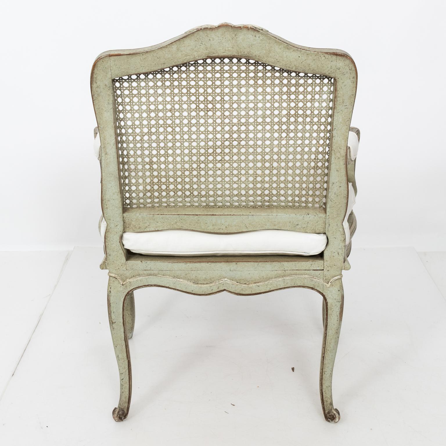 Lovely Louis XVI Cane Back Painted Fauteuil In Good Condition In Stamford, CT