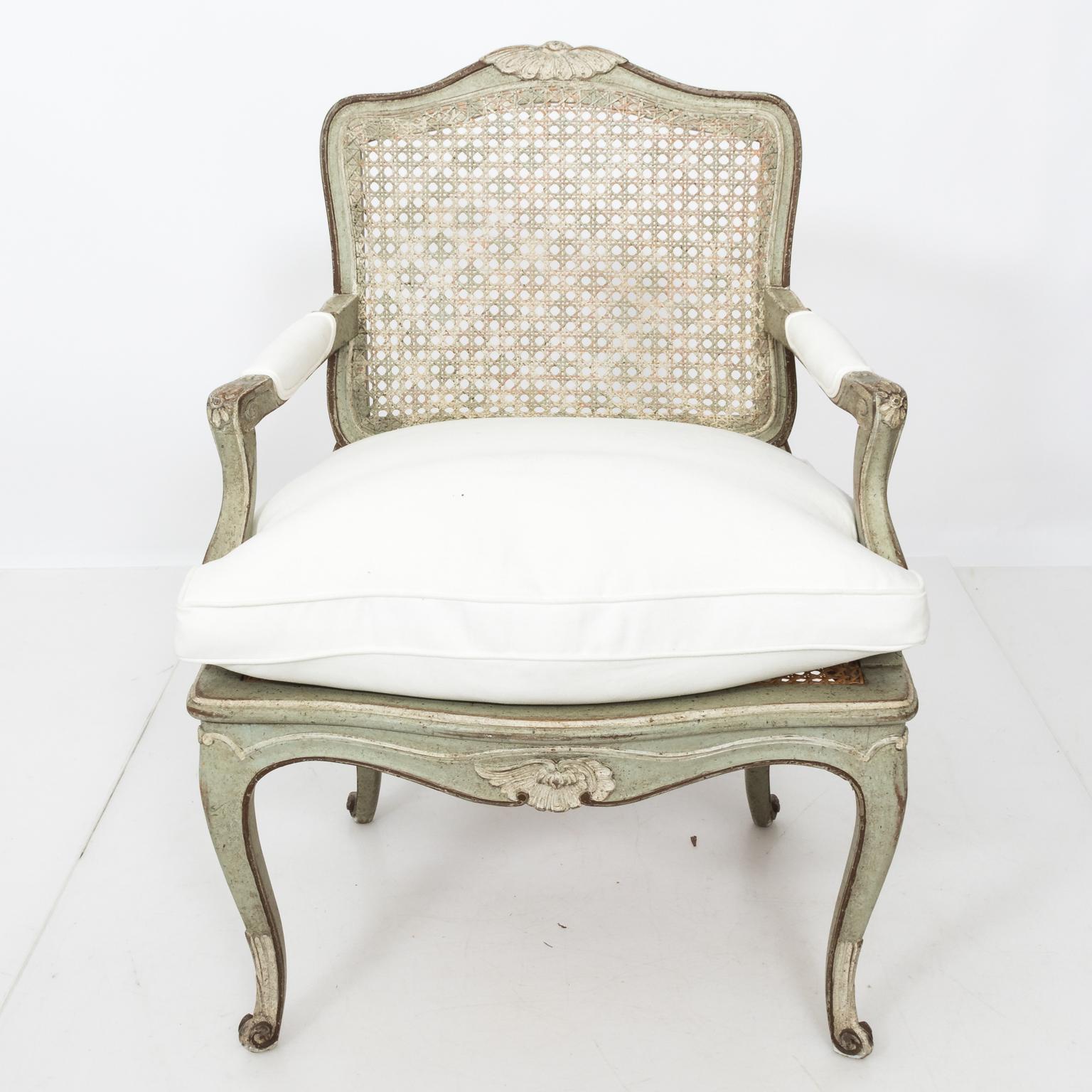 Upholstery Lovely Louis XVI Cane Back Painted Fauteuil