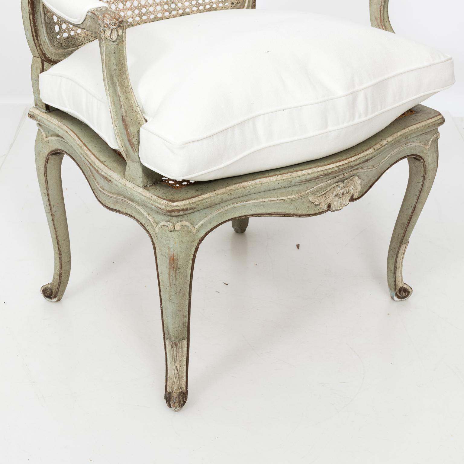 Lovely Louis XVI Cane Back Painted Fauteuil 4