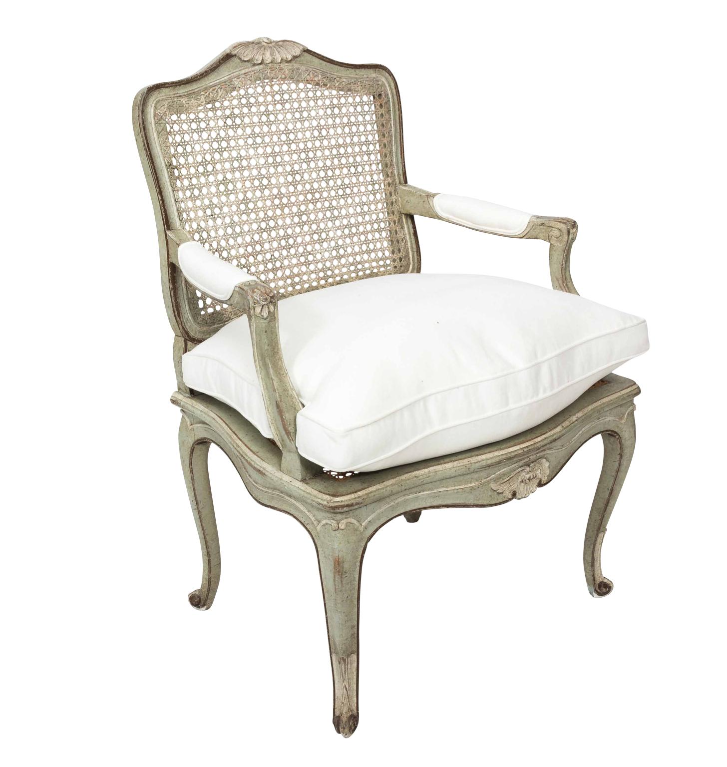 Lovely Louis XVI Cane Back Painted Fauteuil