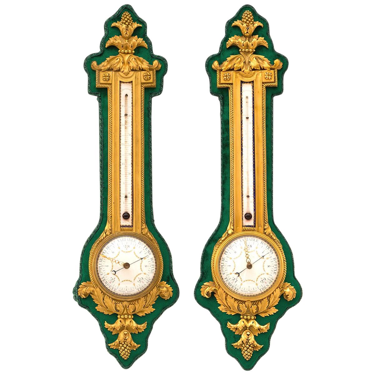 Barometer und Thermometer im Louis-XVI.-Stil von H. Dasson, Frankreich, um 1880