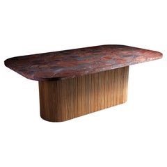 Lovely, Lovely, Red Granite Dining Table with Fluted Oak Base