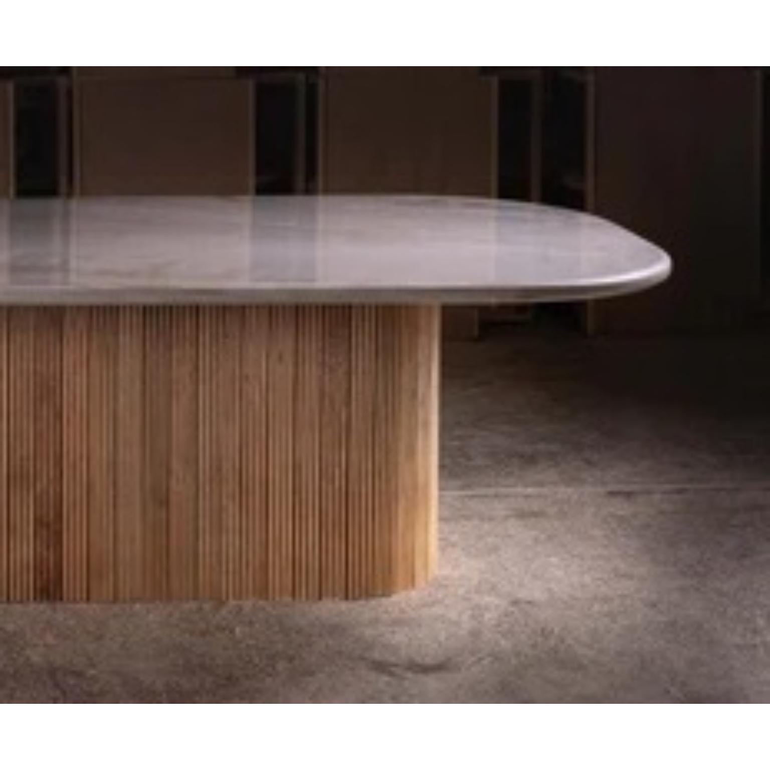 Moderne Lovely, Lovely, White Dining Table in Solid Oak & White Marble by No Age Studio en vente