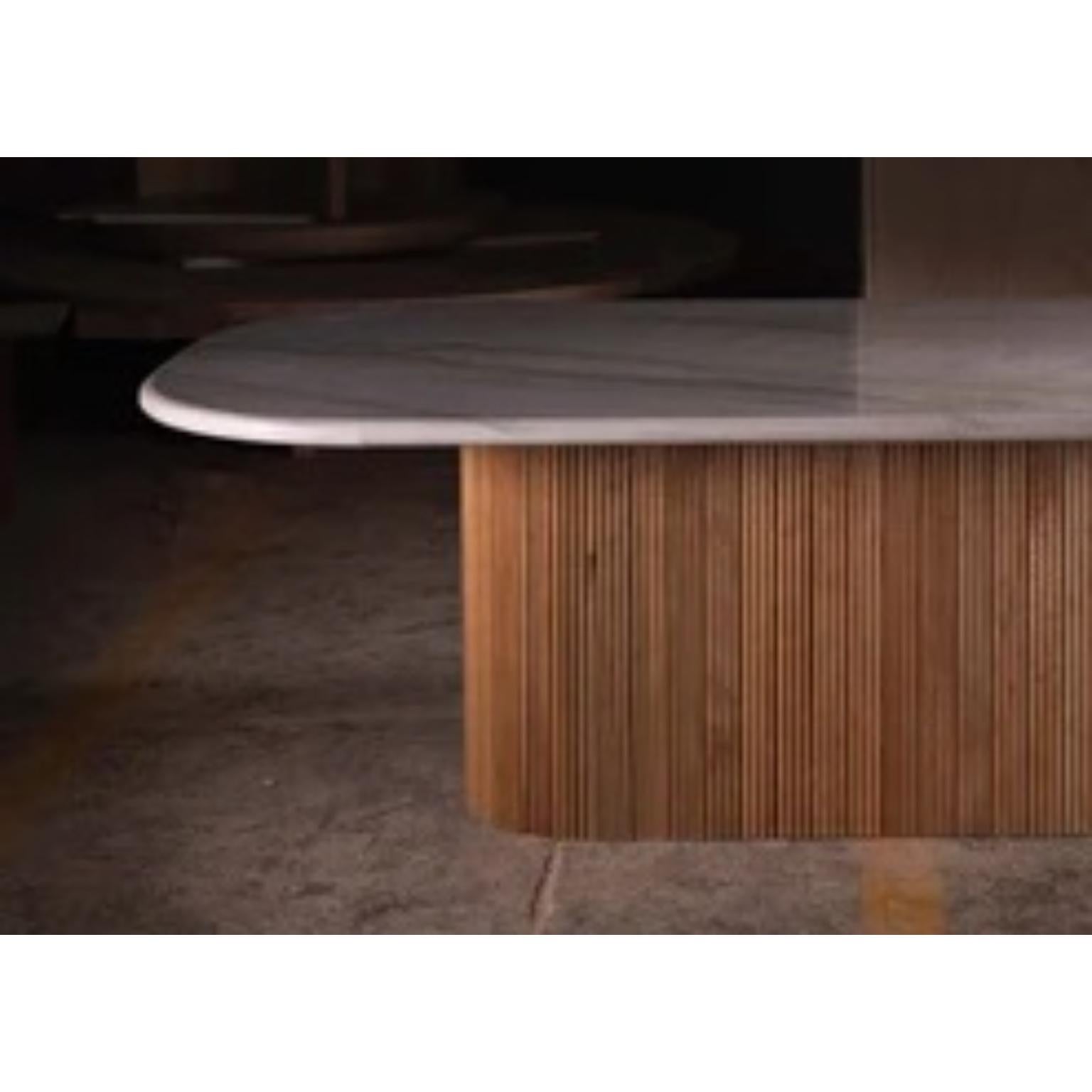 Mexicain Lovely, Lovely, White Dining Table in Solid Oak & White Marble by No Age Studio en vente
