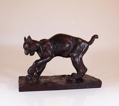 Lovely Lynx Bronze Sculpture by Arvid Knöppel - Herman Bergman