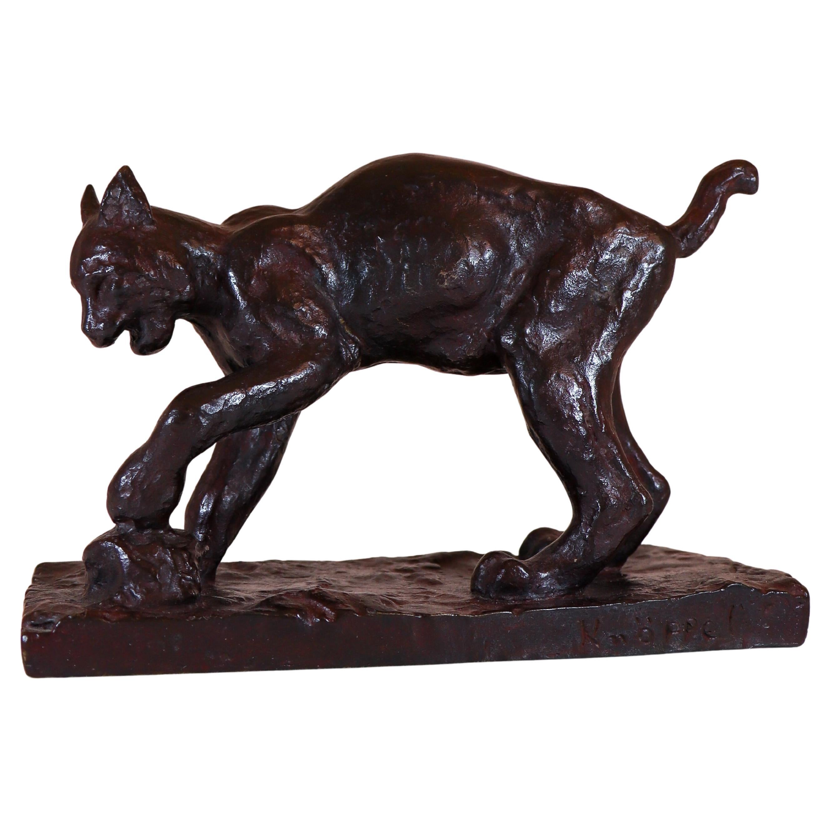 Lovely Lynx Bronze Sculpture by Arvid Knöppel - Herman Bergman