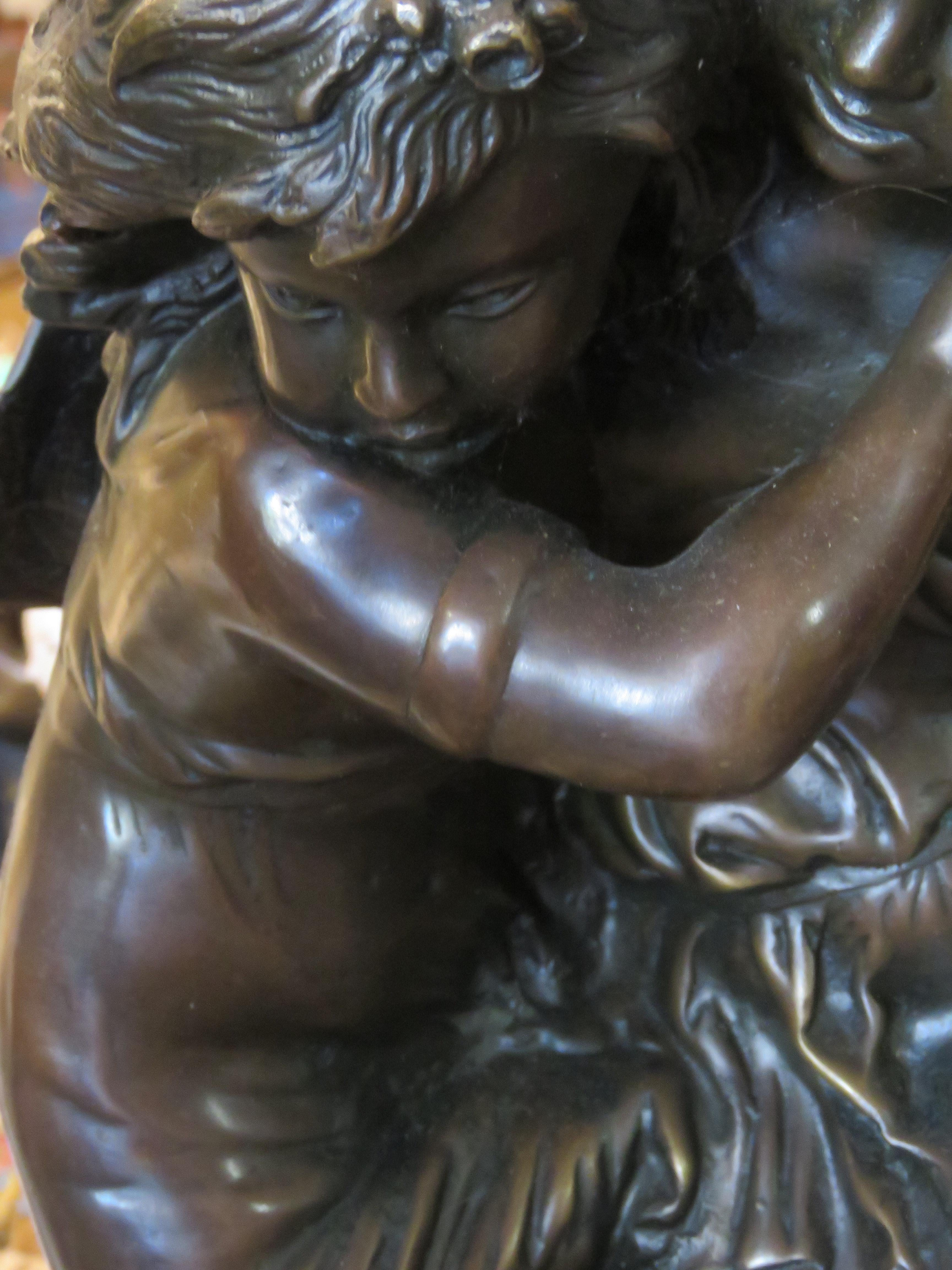 Hand-Painted Lovely Magnificent New York Private Estate Collection Bronze Boy Girl Statue For Sale