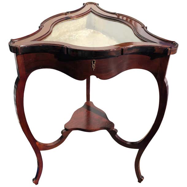 Lovely Mahogany and Glass Triangular Display Table Vitrine For Sale at ...
