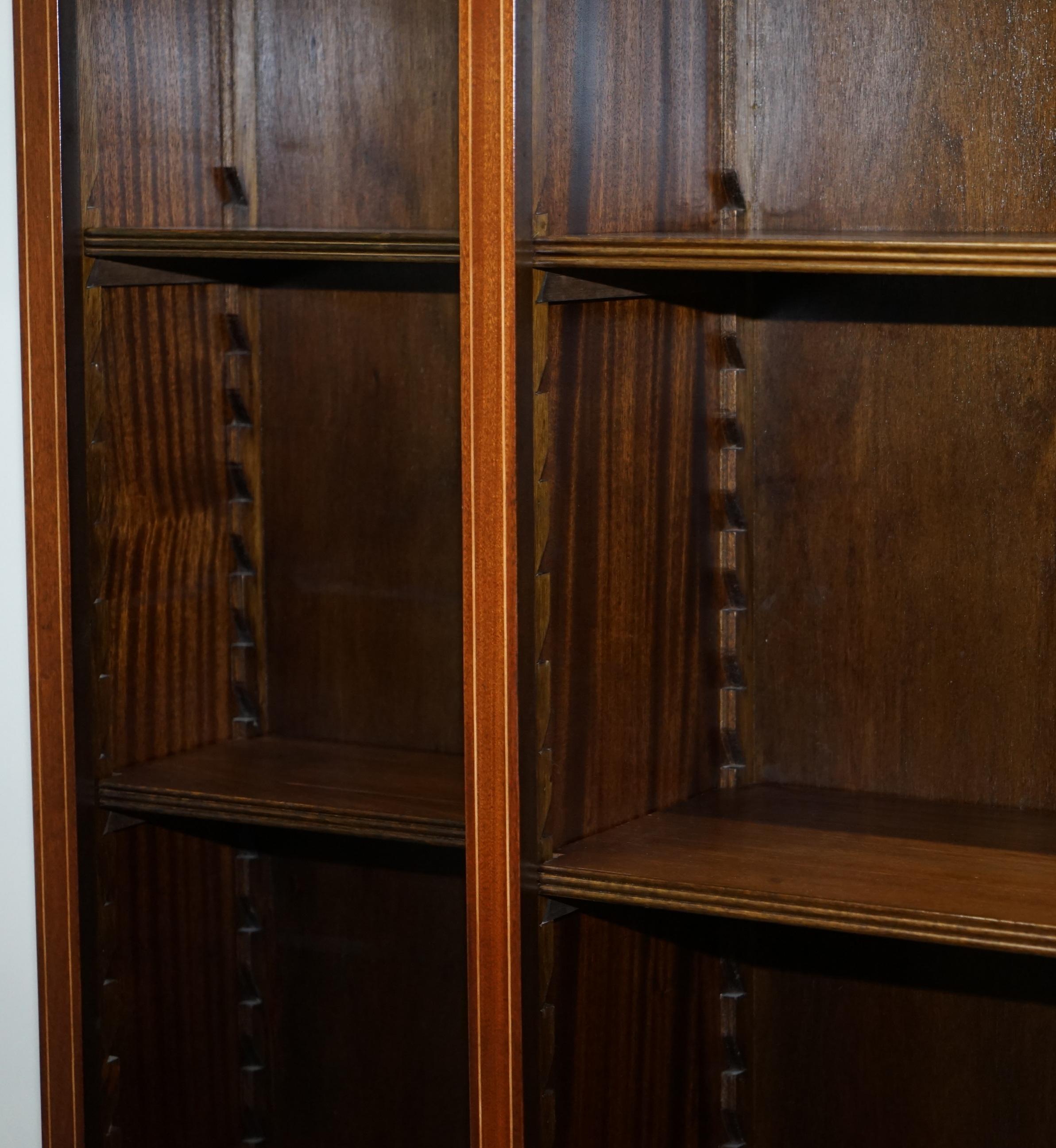 Lovely Mahogany Breakfront Library Bookcase with Adjustable Shelves Throughout 6