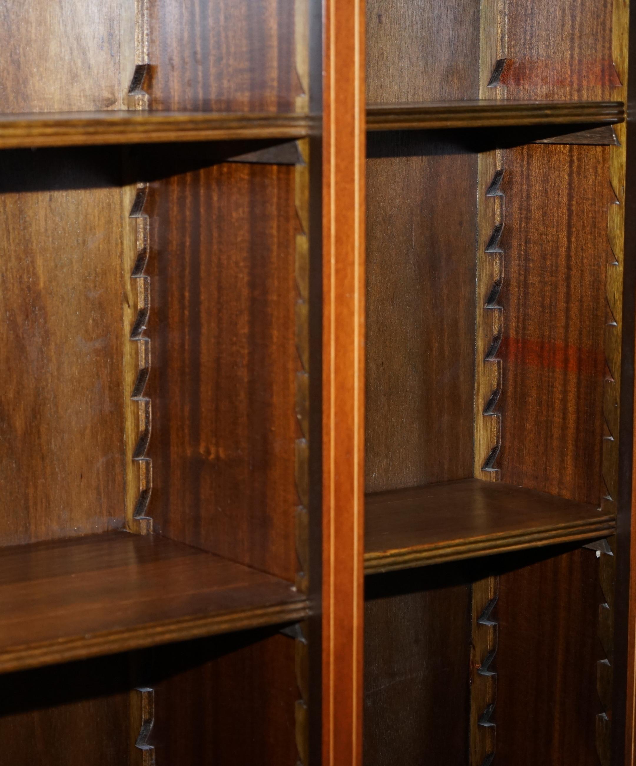 Lovely Mahogany Breakfront Library Bookcase with Adjustable Shelves Throughout 7