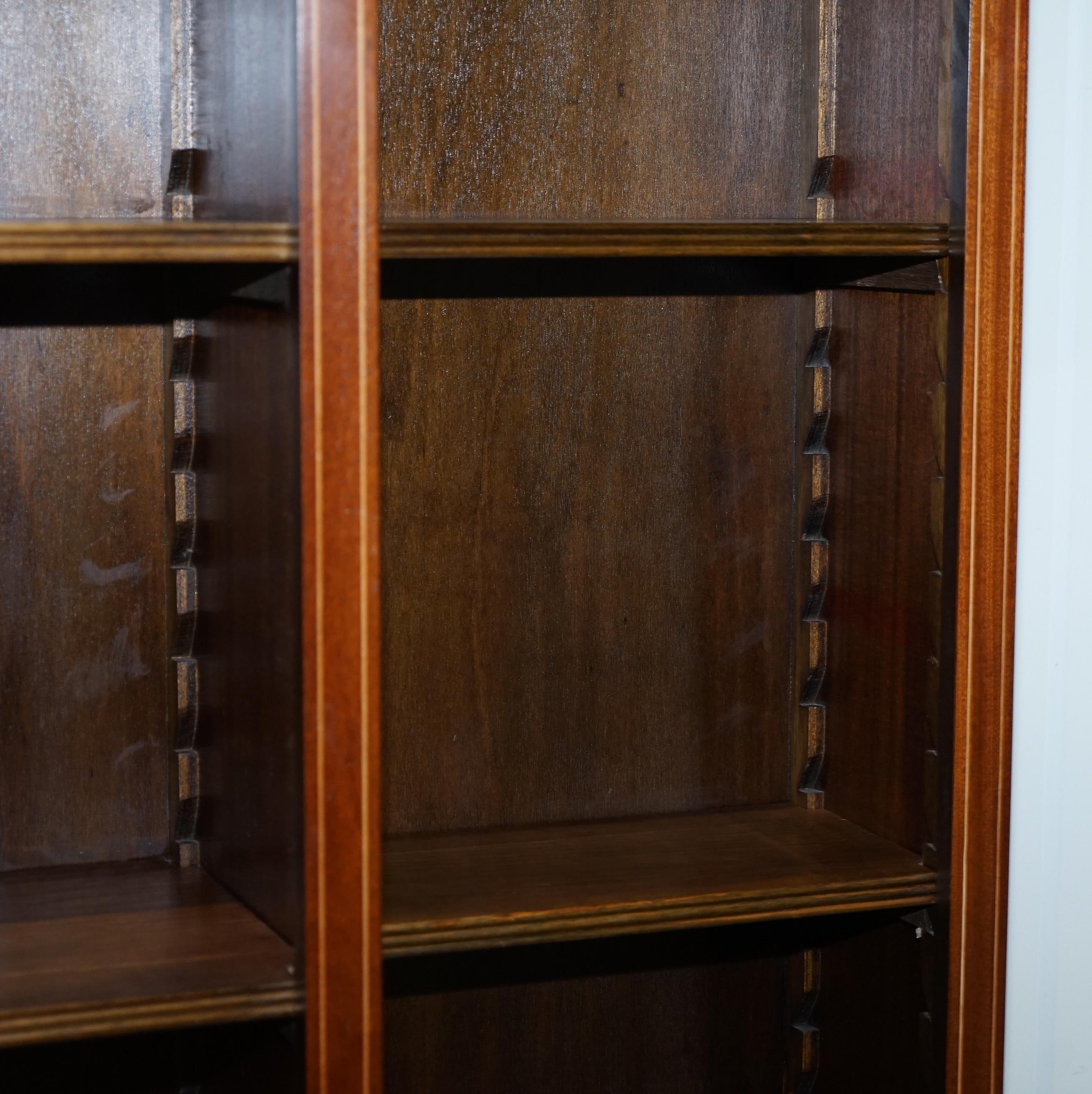 Lovely Mahogany Breakfront Library Bookcase with Adjustable Shelves Throughout 8