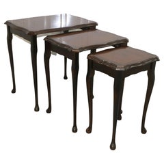 Lovely Mahogany Brown Set Nest of Tables on Cabriole Legs