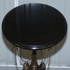 Lovely Marble Topped Side Table with Bronzed Tripod Base Depicting Phoenix's