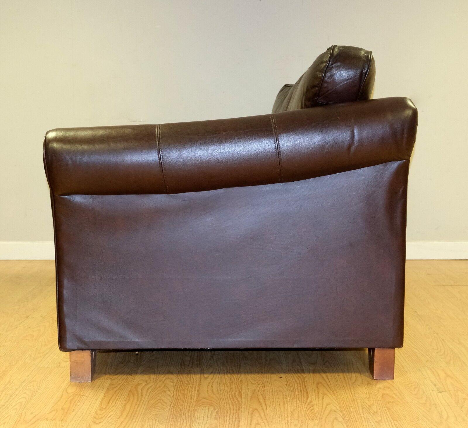 Country Lovely Marks & Spencer Abbey Brown Leather Two Seater Sofa on Wooden Feet