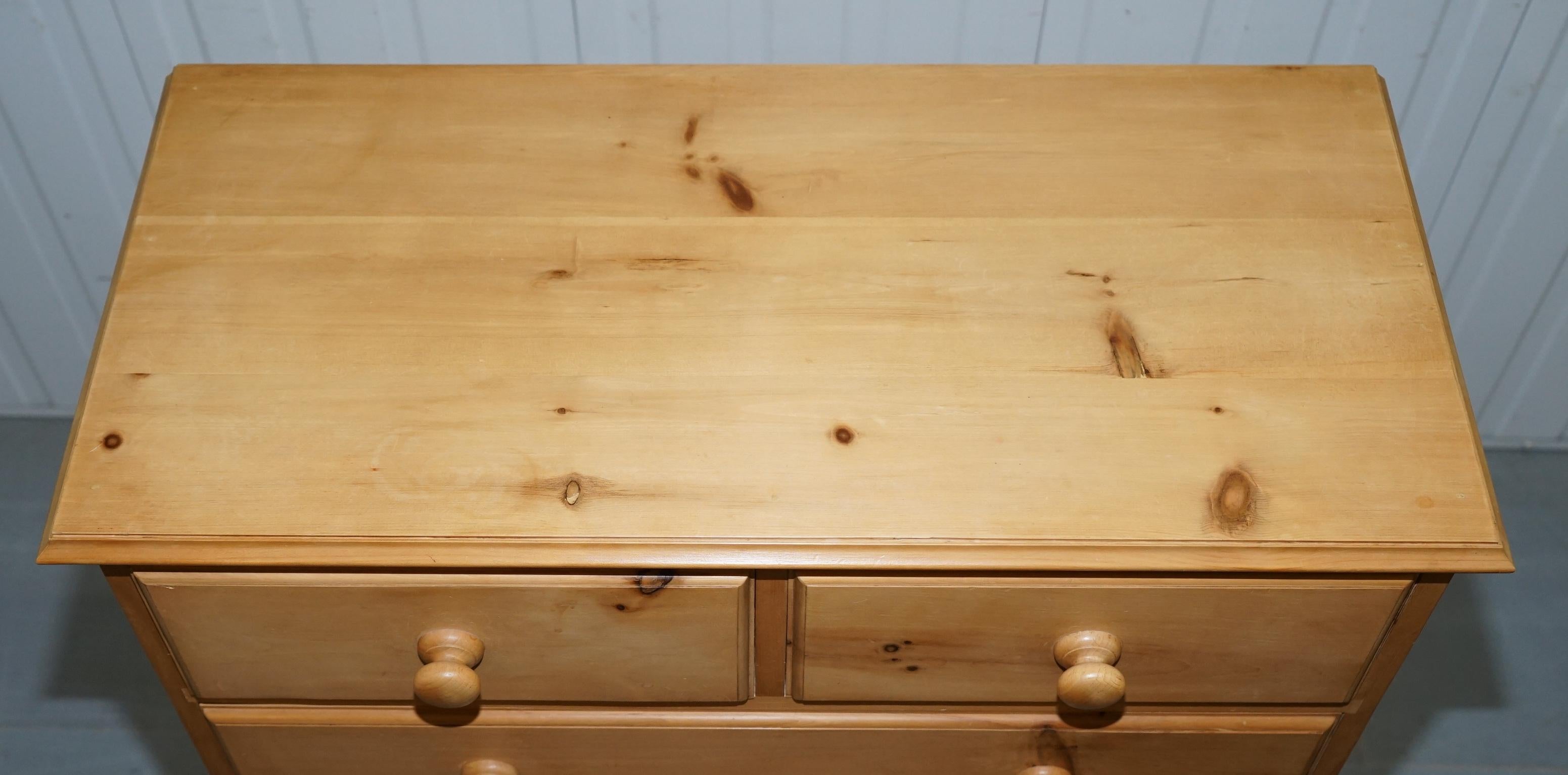 Lovely Matching Pair of 115cm Tall Solid Pine 6 Drawer Tall Chests of Drawers 5