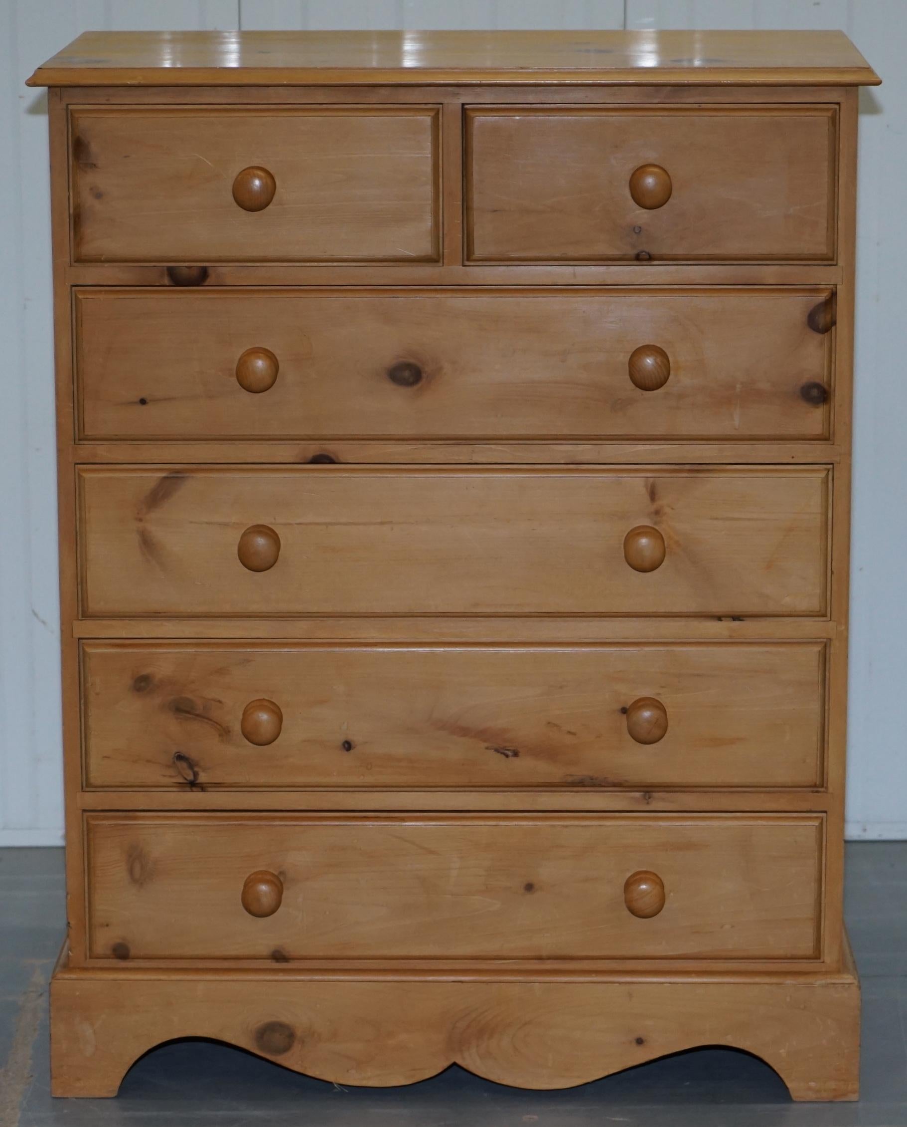 6 drawer pine chest of drawers