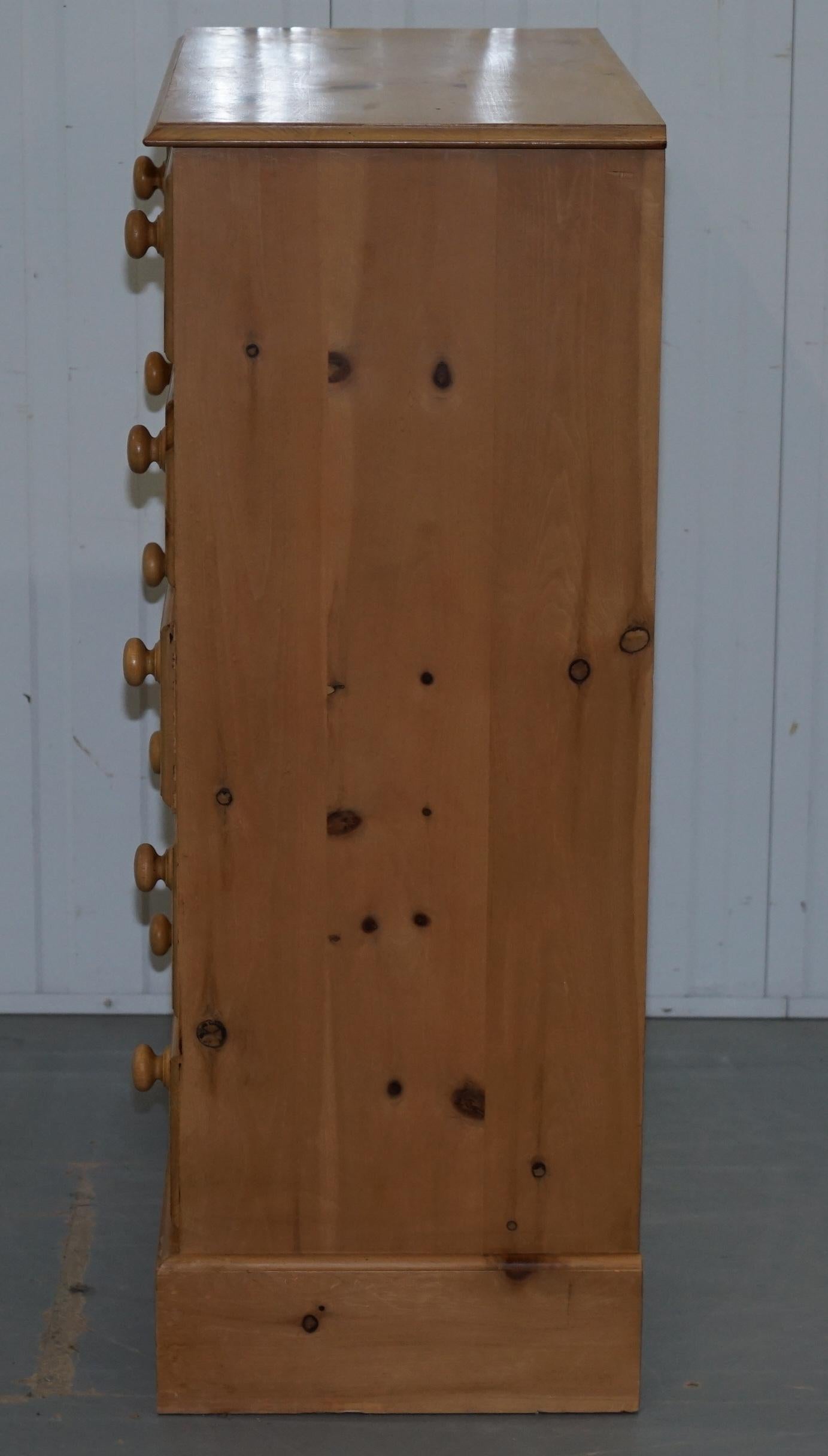 Hand-Crafted Lovely Matching Pair of 115cm Tall Solid Pine 6 Drawer Tall Chests of Drawers