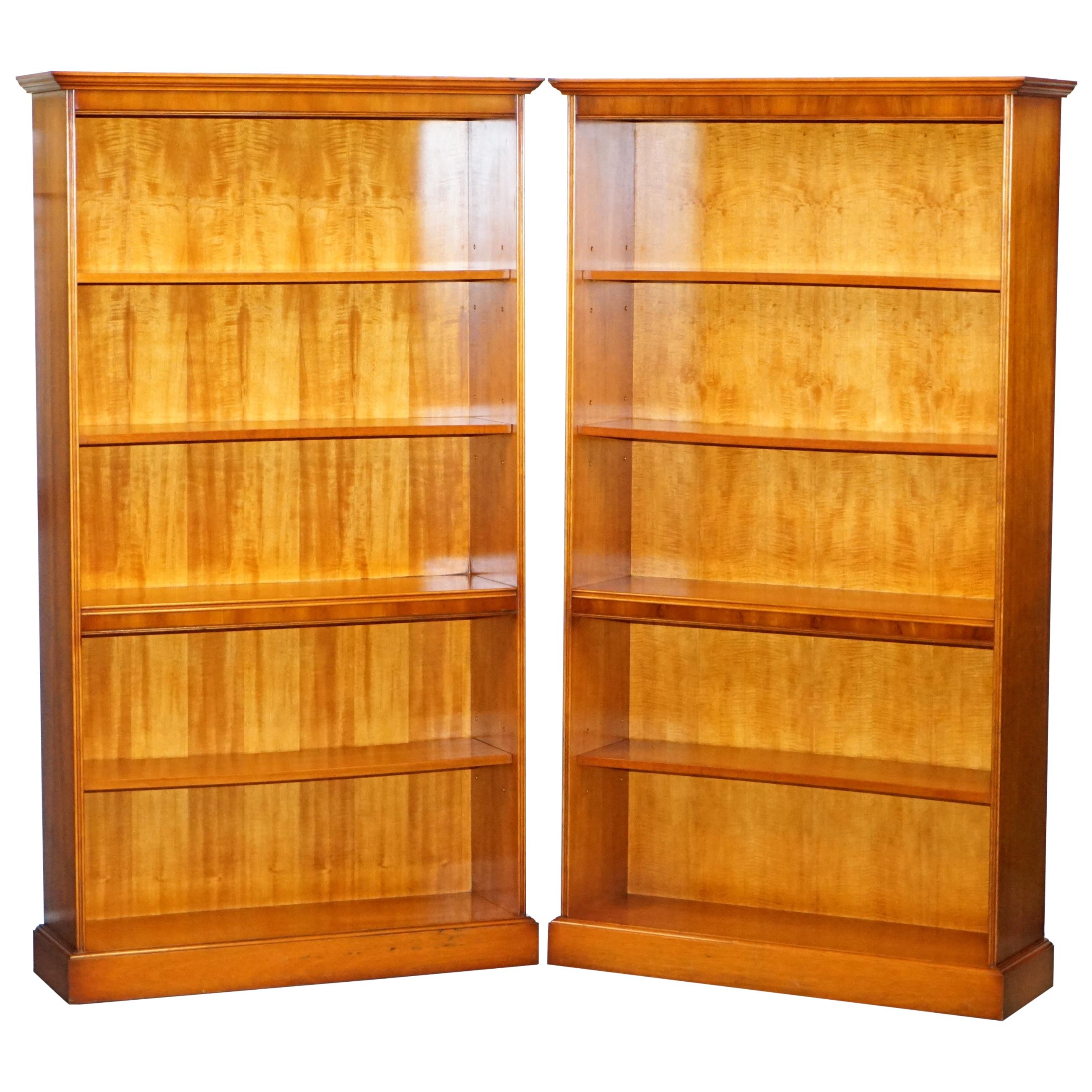 Lovely Matching Pair of Bradley Library Bookcases with Height Adjustable Shelves