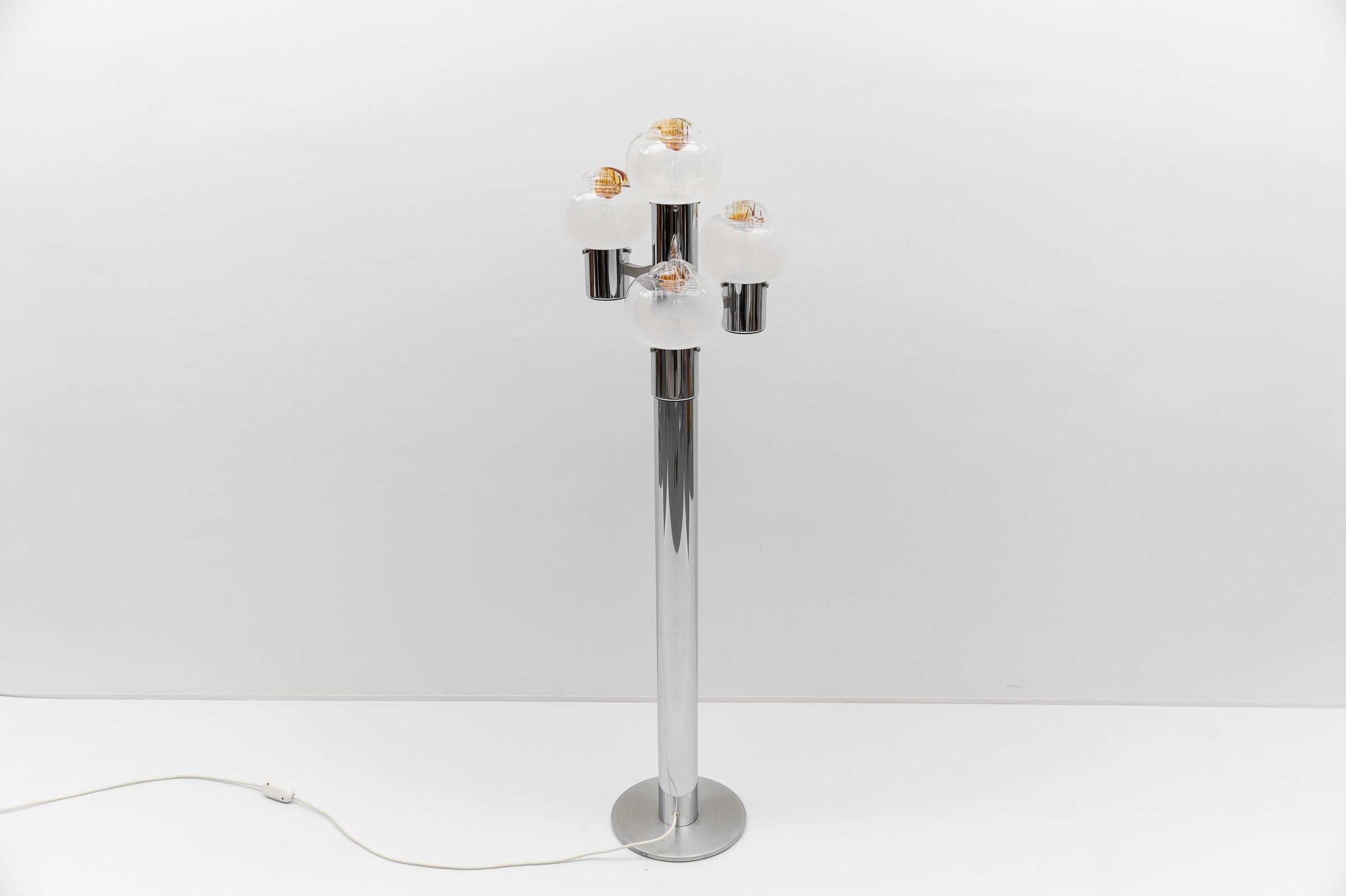 A very rare floor lamp

The lamp is executed with E14 Edison screw fit bulbs. It is wired, and in working condition. It runs both on 110 / 230 volt.

