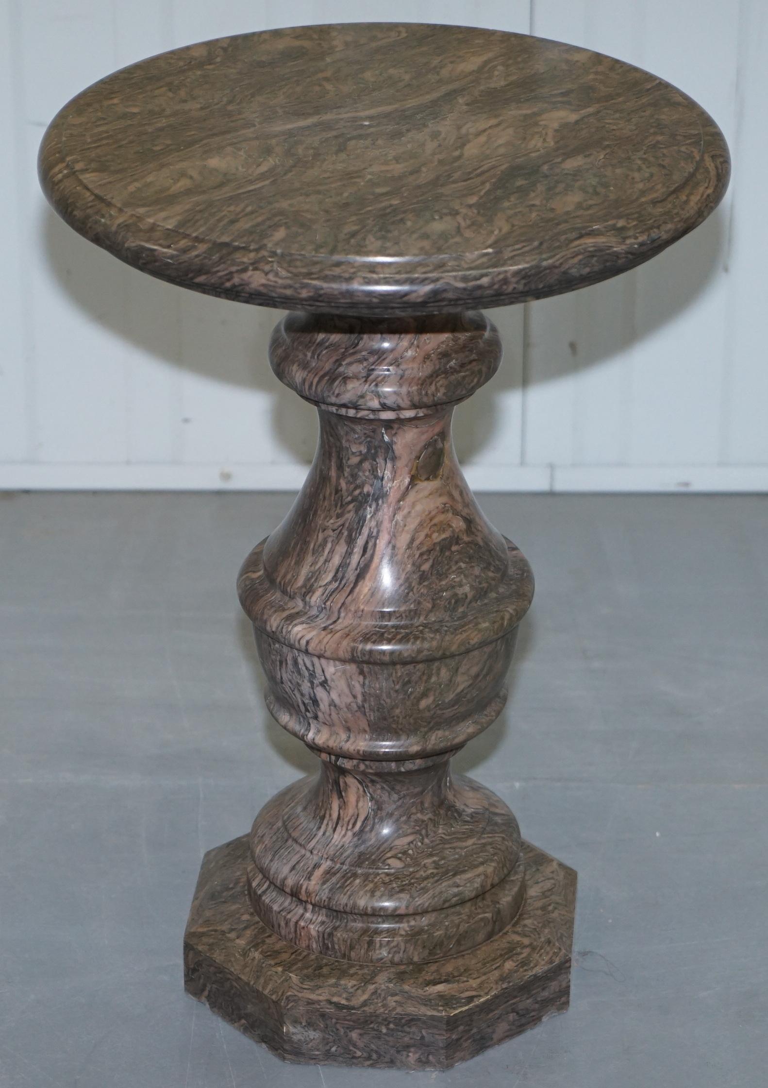We are delighted to offer for sale this lovely medium solid marble side end lamp wine table.

This one is medium, its a good side occasional table size, very heavy.

In terms of condition its in lovely order throughout.

Dimensions:

Height