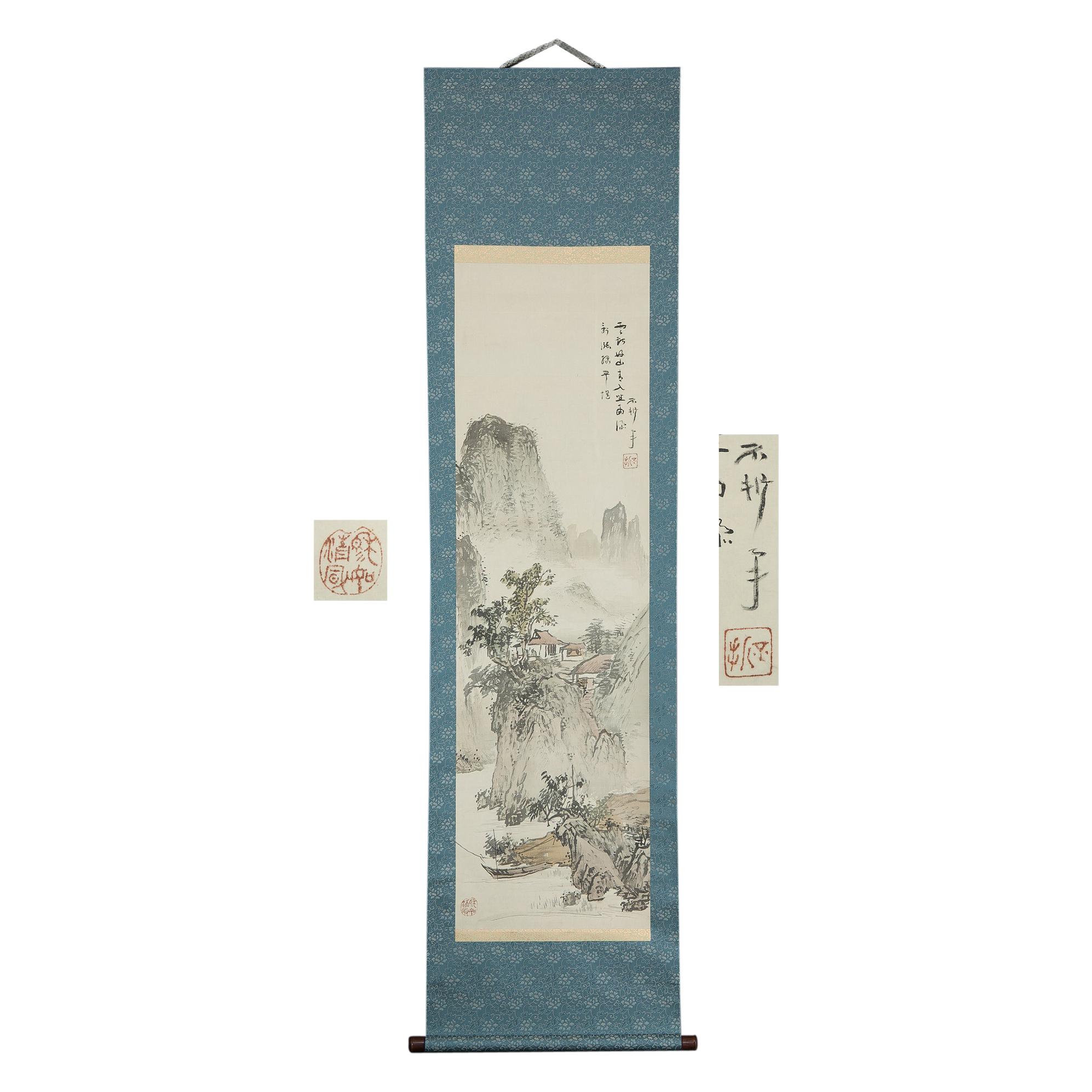 Lovely Fusetsu NakamuraScroll Painting Japan Artist Flowers Painted For Sale