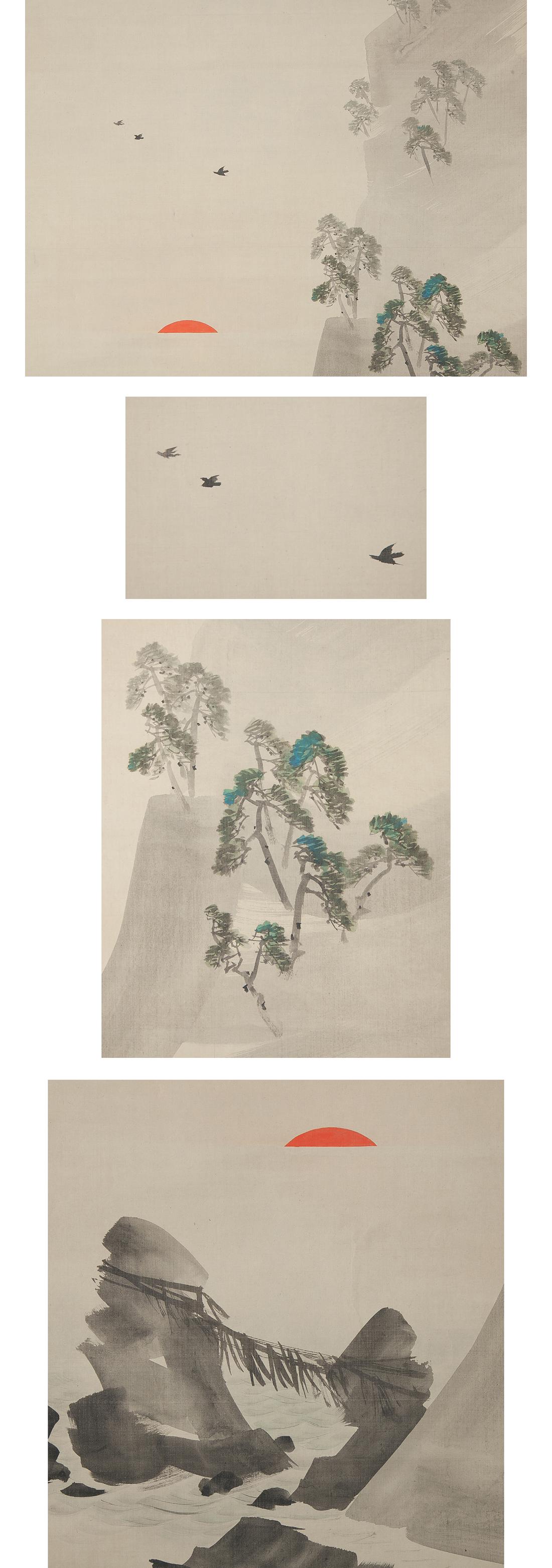 19th Century Lovely Meiji Period Scroll Paintings Japan Meiji Artist Fuko Matsumoto For Sale