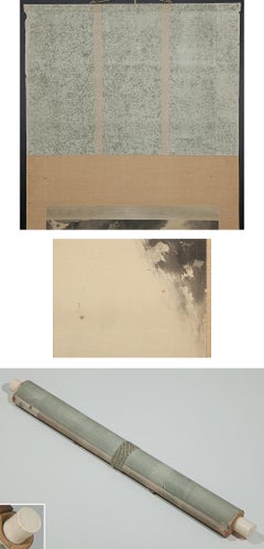 Lovely Meiji Period Scroll Paintings Japan Artist  Waterfall Landscape Painted