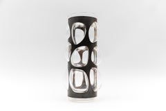 Lovely Metal and Clear Bubble Glass Vase by Helena Tynell, 1960s