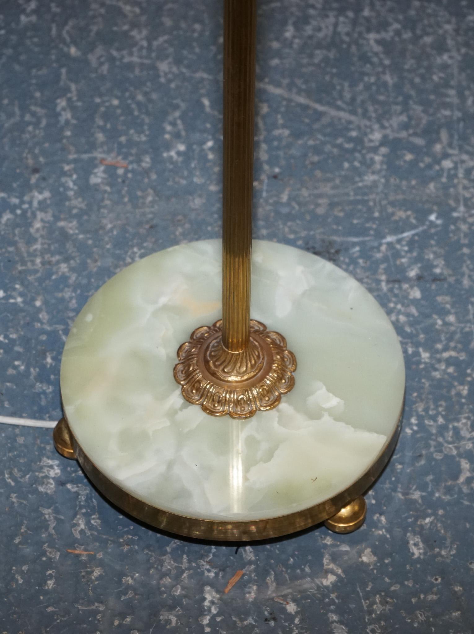 British Lovely Midcentury Brass Floor Lamp with Onyx Base