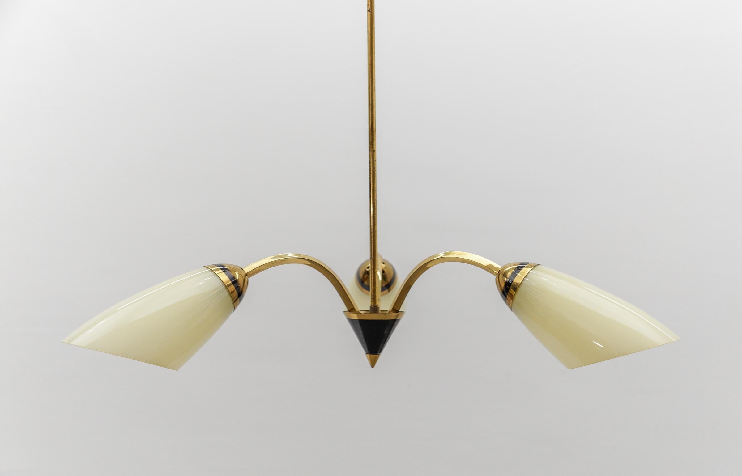 Schöne 3-armige Sputnik-Lampe aus Messing, Mid-Century Modern, 1950er Jahre 3
