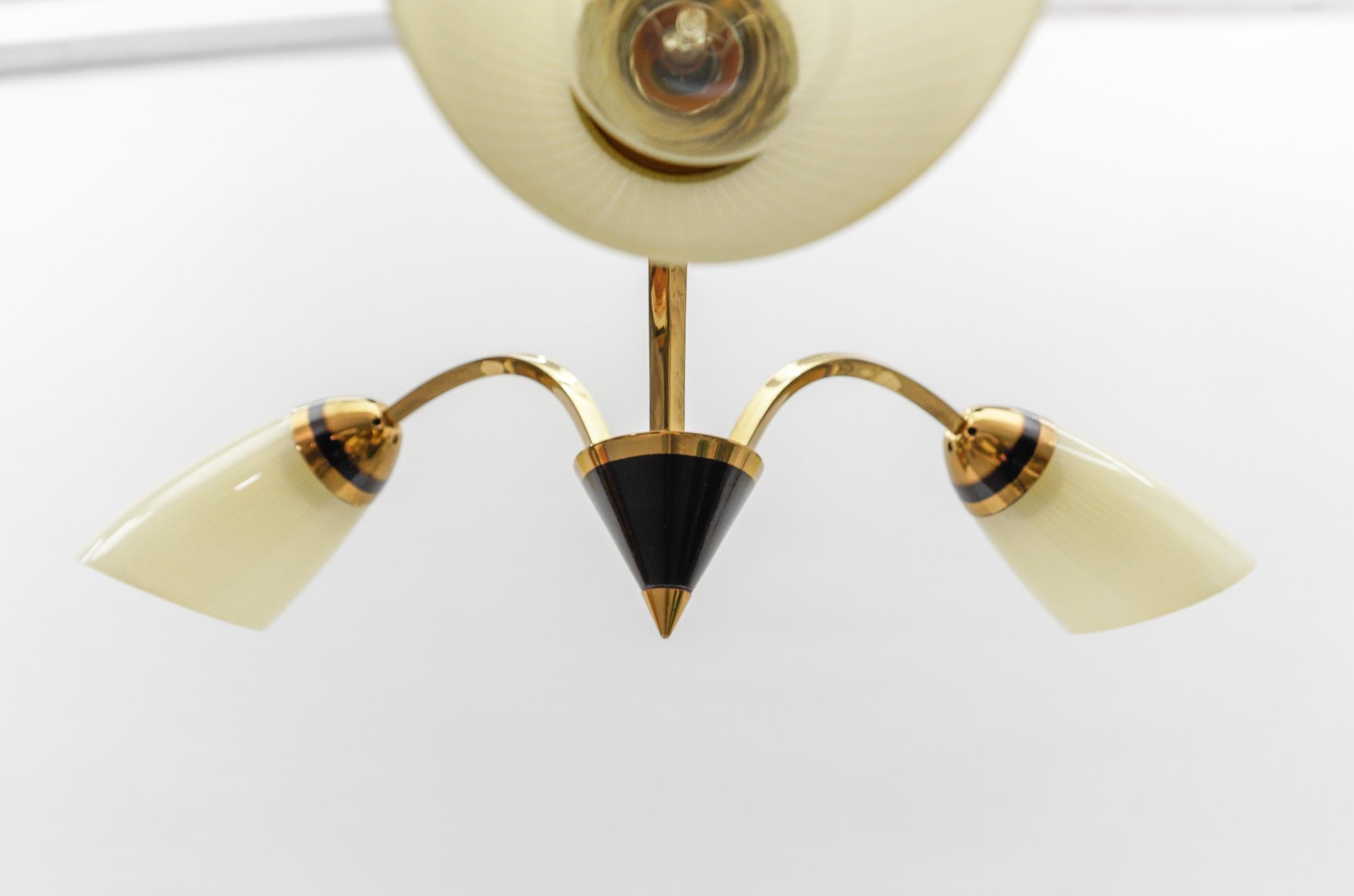 Schöne 3-armige Sputnik-Lampe aus Messing, Mid-Century Modern, 1950er Jahre 5