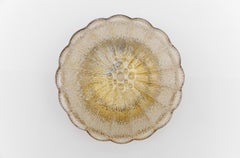 Lovely Mid-Century Modern Amber Bubble Glass Flush Mount Lamp, 1960s