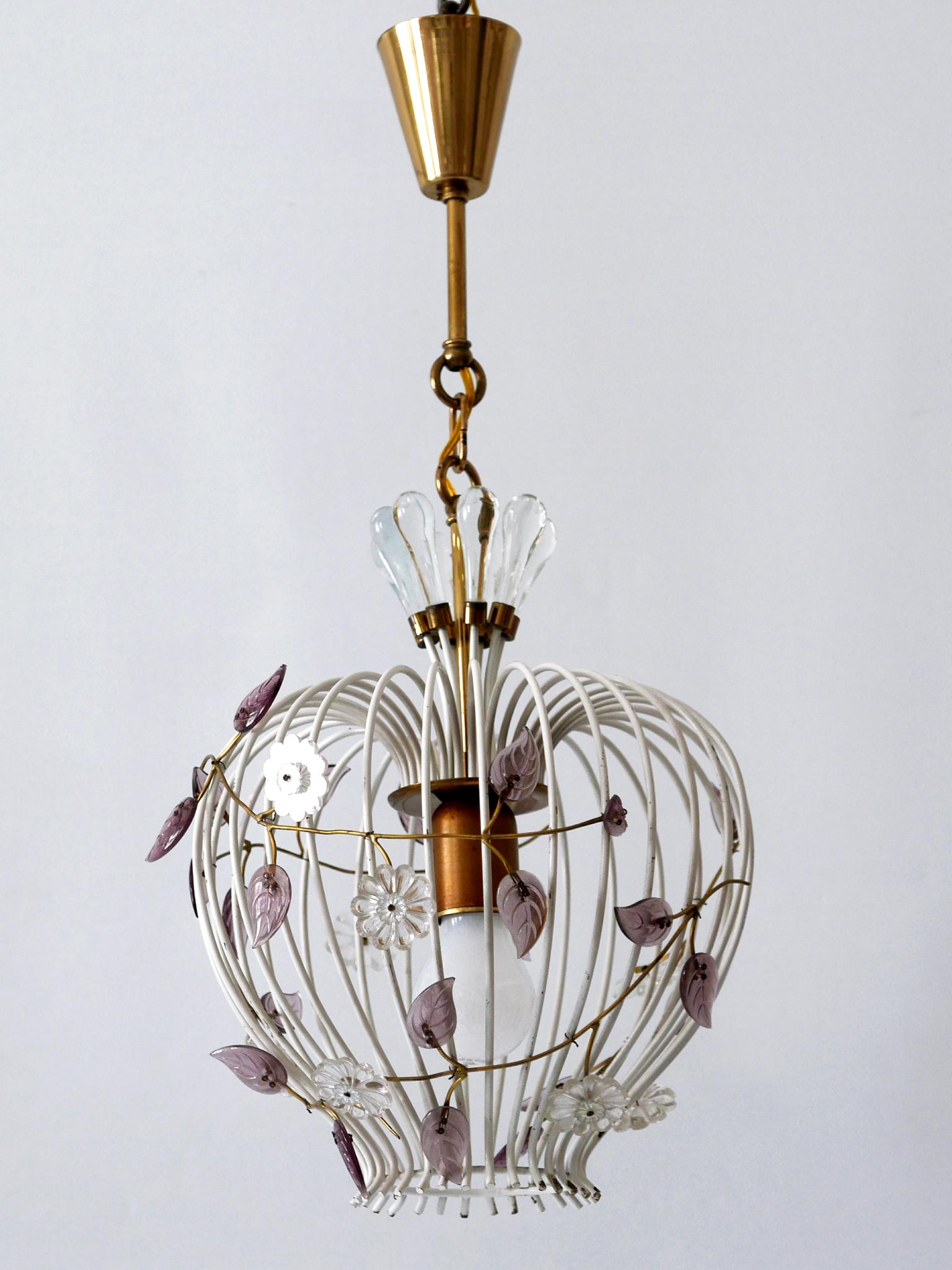 Lovely Mid-Century Modern Birdcage Pendant Lamp or Chandelier Germany 1950s For Sale 4