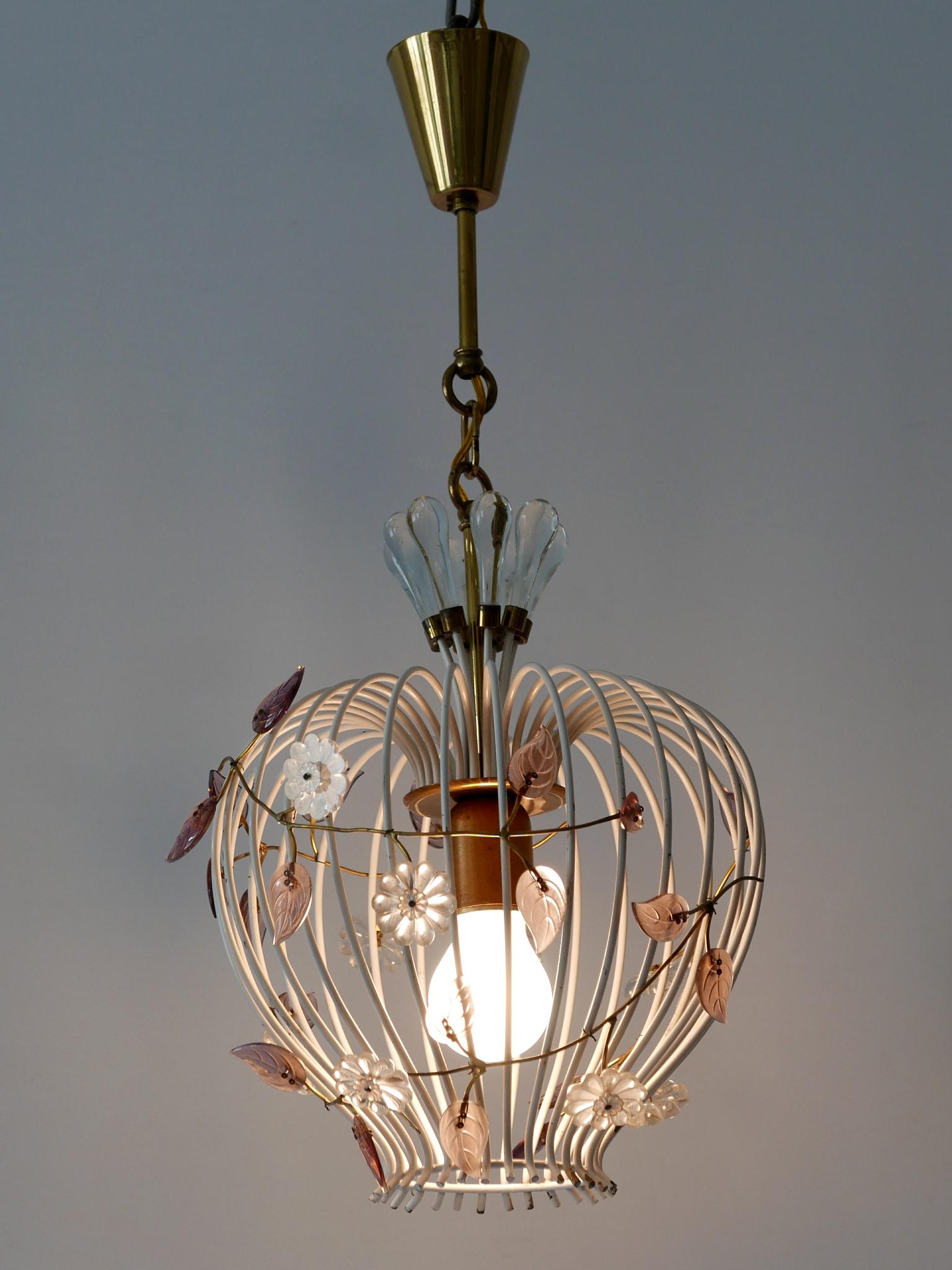 Lovely Mid-Century Modern Birdcage Pendant Lamp or Chandelier Germany 1950s For Sale 5