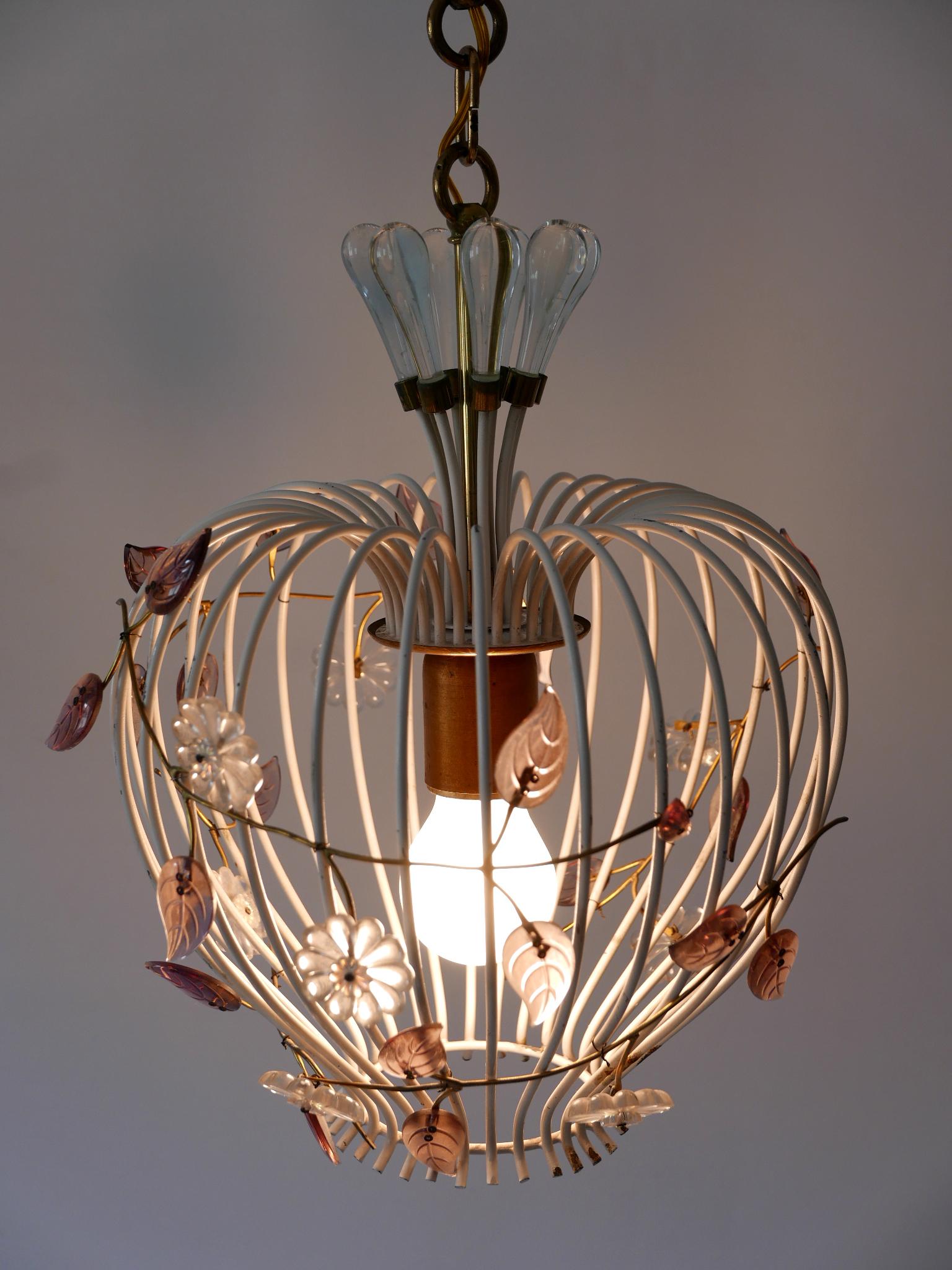Jolie lampe à suspension ou lustre à cage à oiseaux mi-siècle moderne, Allemagne, années 1950 en vente 5
