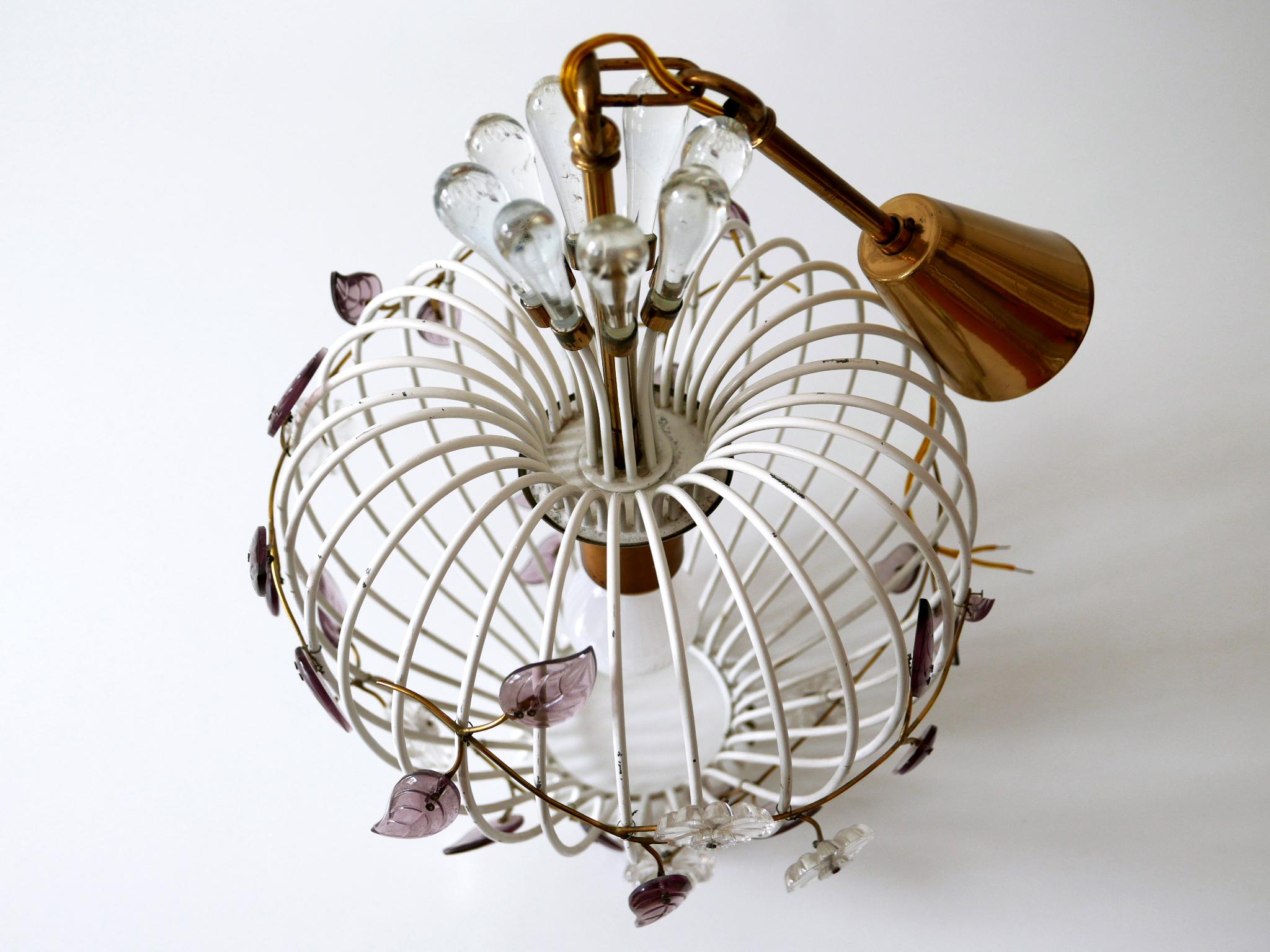 Lovely Mid-Century Modern Birdcage Pendant Lamp or Chandelier Germany 1950s For Sale 13