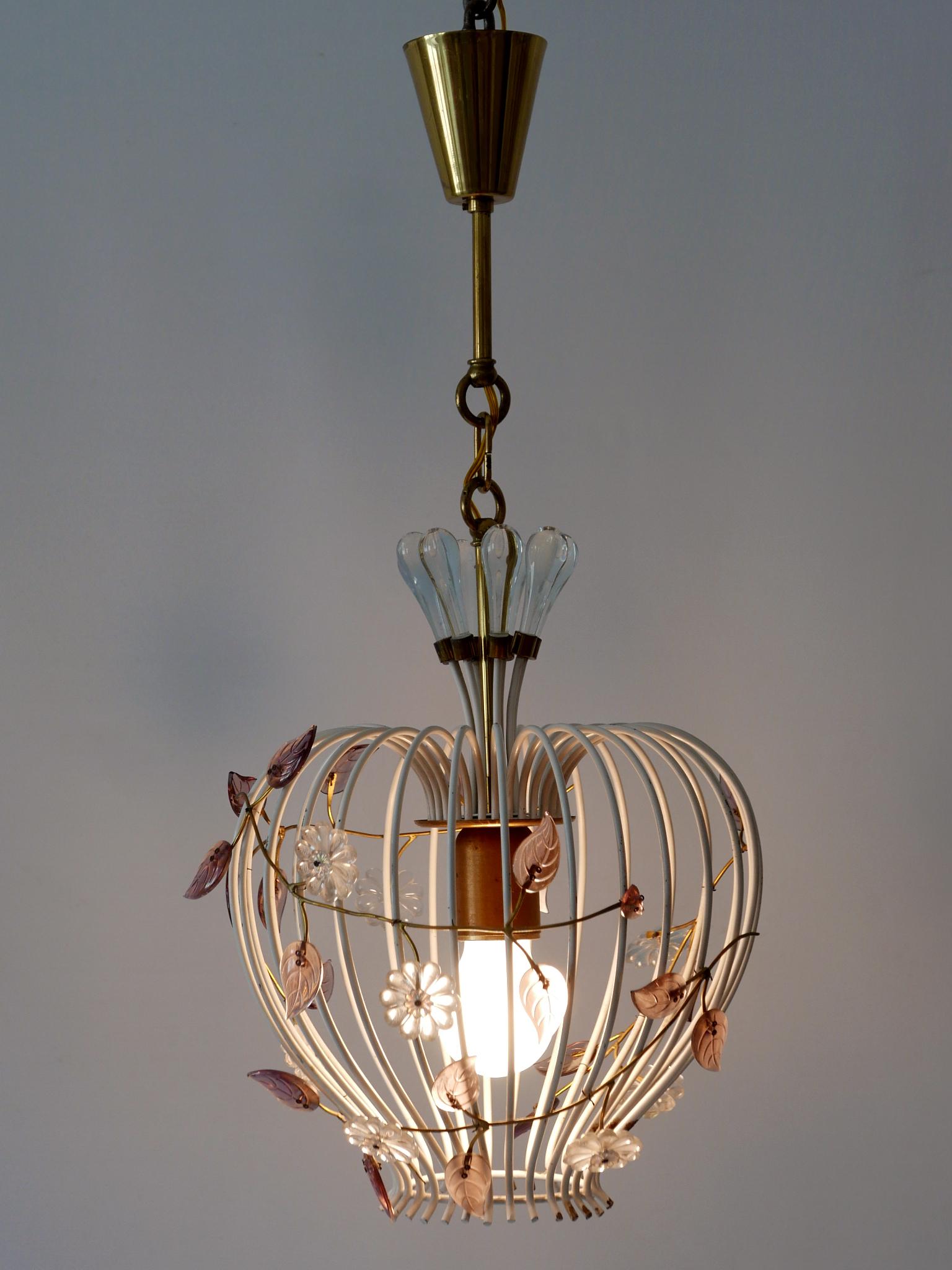 Lovely Mid-Century Modern Birdcage Pendant Lamp or Chandelier Germany 1950s In Good Condition For Sale In Munich, DE