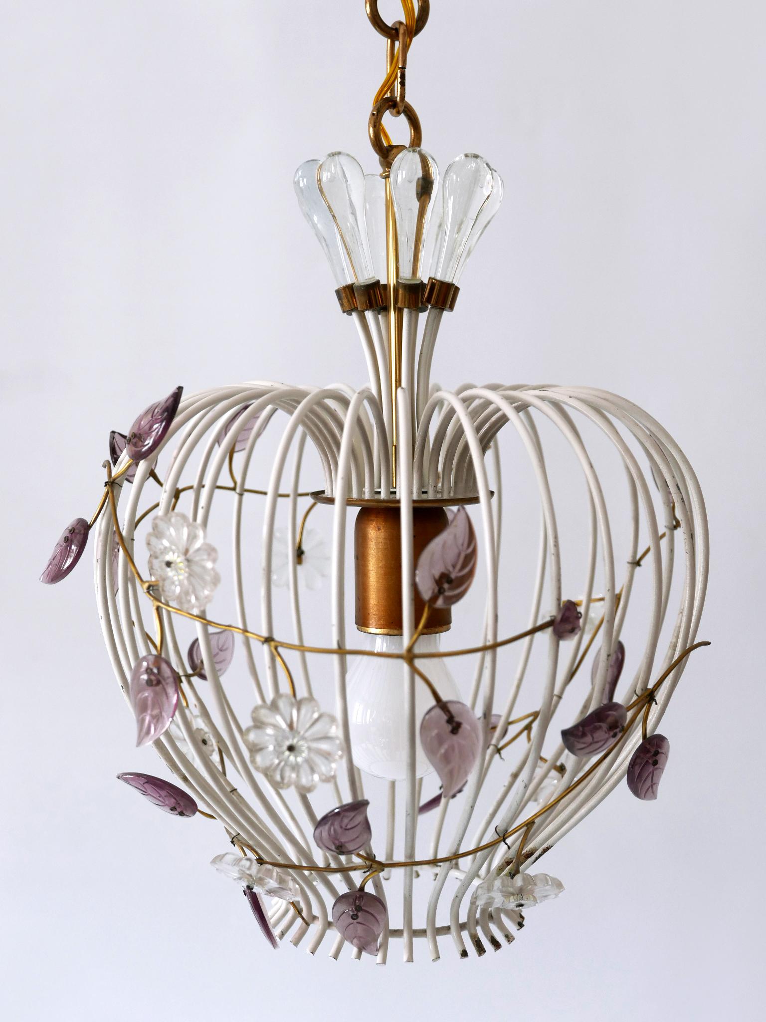 Jolie lampe à suspension ou lustre à cage à oiseaux mi-siècle moderne, Allemagne, années 1950 Bon état - En vente à Munich, DE