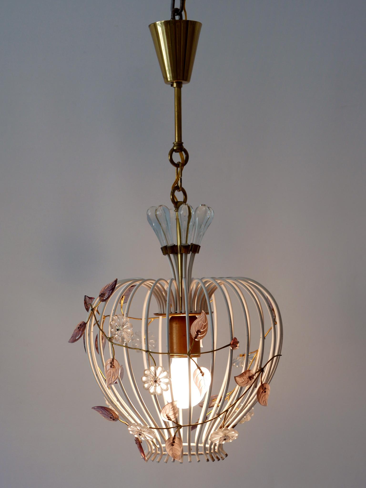 Jolie lampe à suspension ou lustre à cage à oiseaux mi-siècle moderne, Allemagne, années 1950 en vente 2