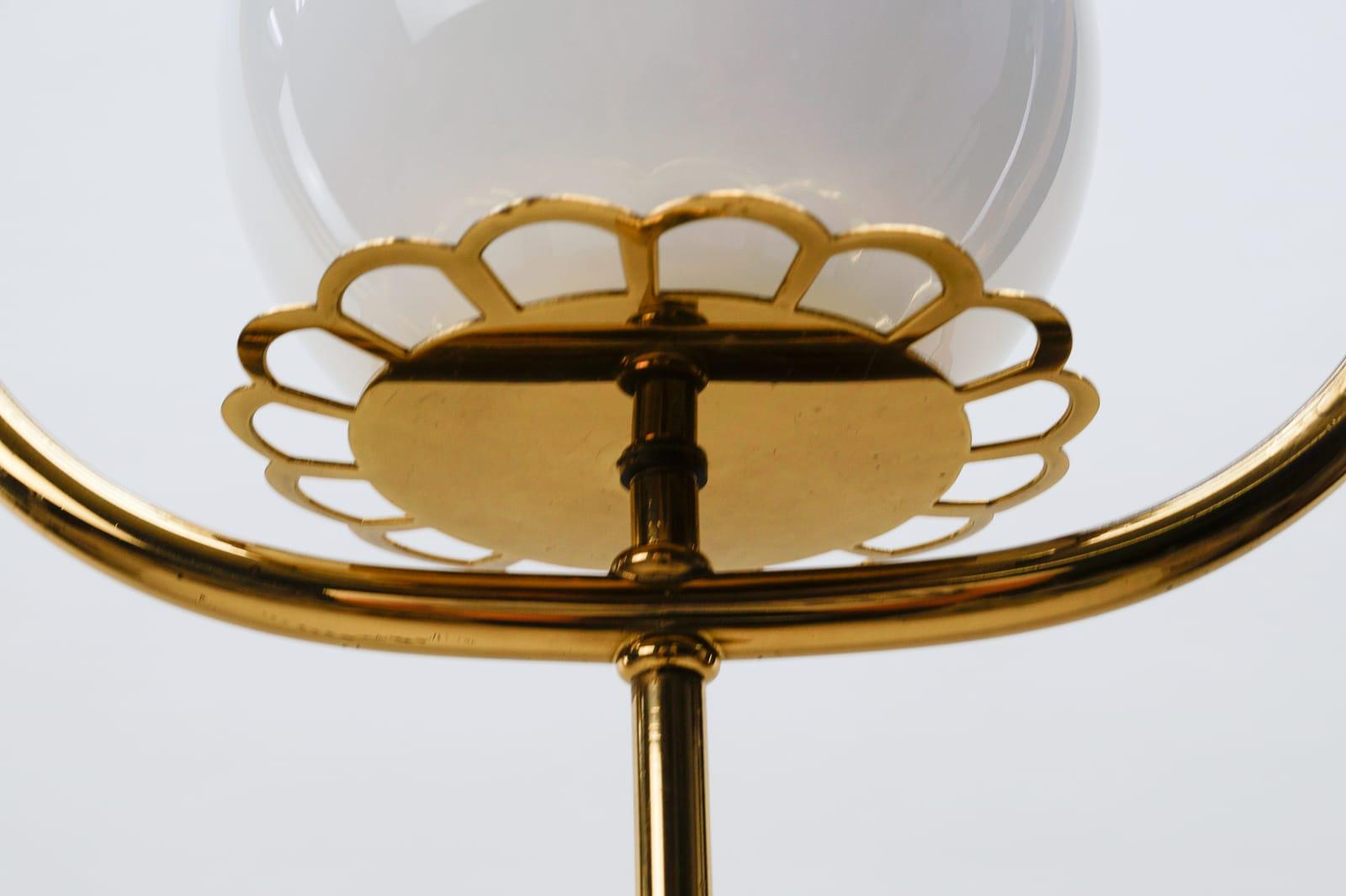 Lovely Mid-Century Modern Brass and Opaline Glass Ceiling Lamp, 1950s, Austria 2