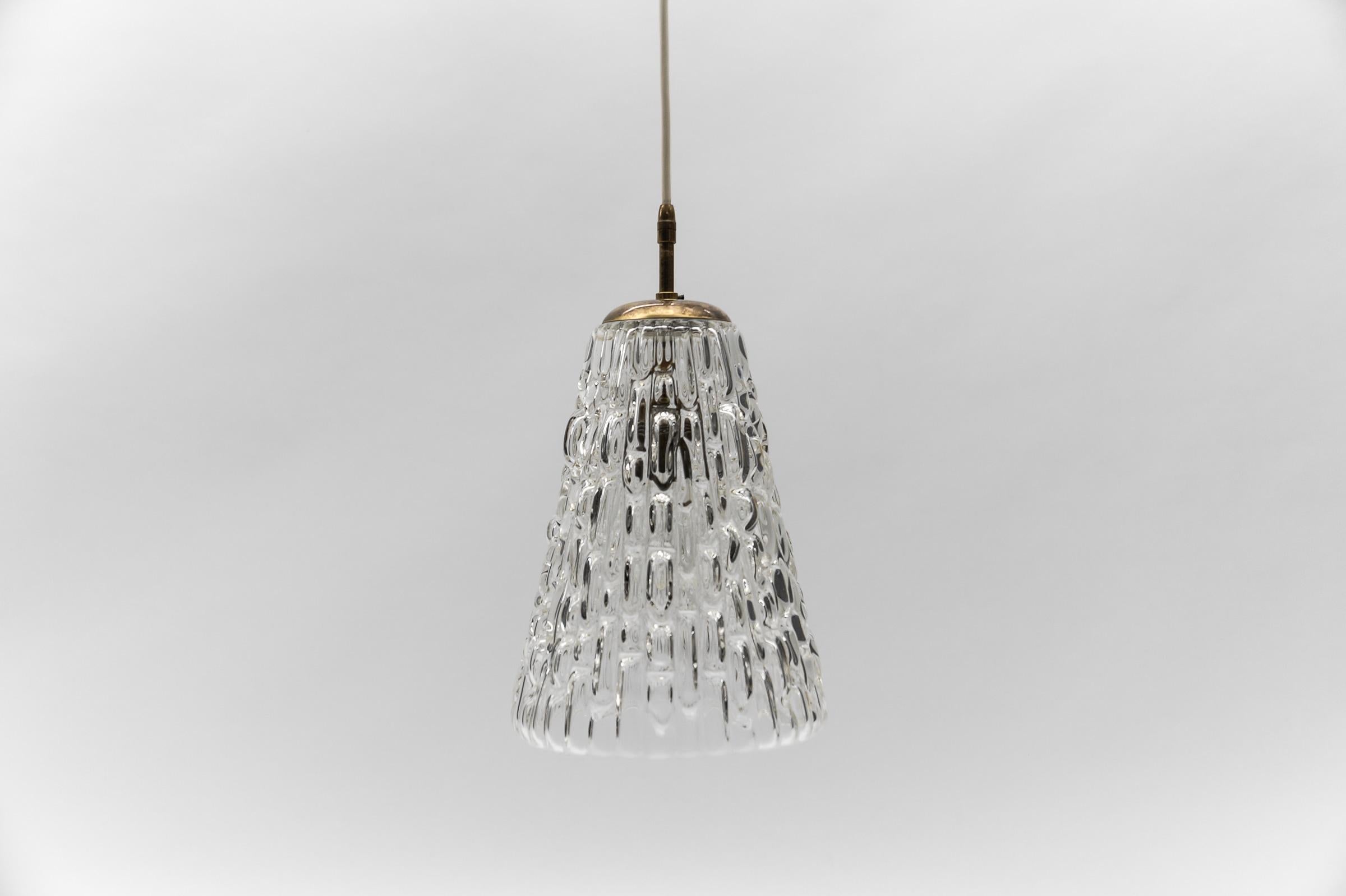 Austrian Lovely Mid Century Modern Brass & Bubble Glass Pendant Lamp by Rupert Nikoll For Sale