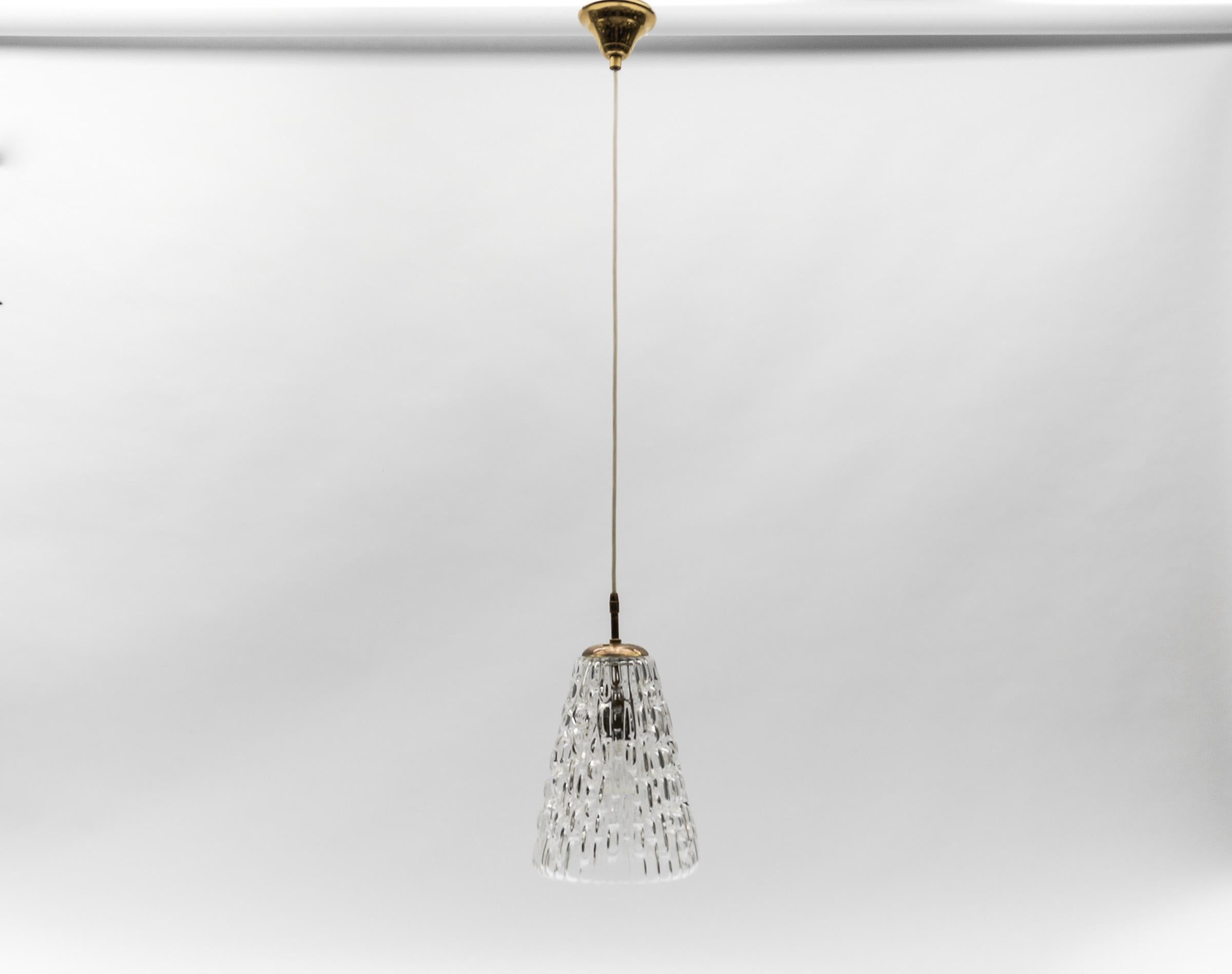 Mid-20th Century Lovely Mid Century Modern Brass & Bubble Glass Pendant Lamp by Rupert Nikoll For Sale