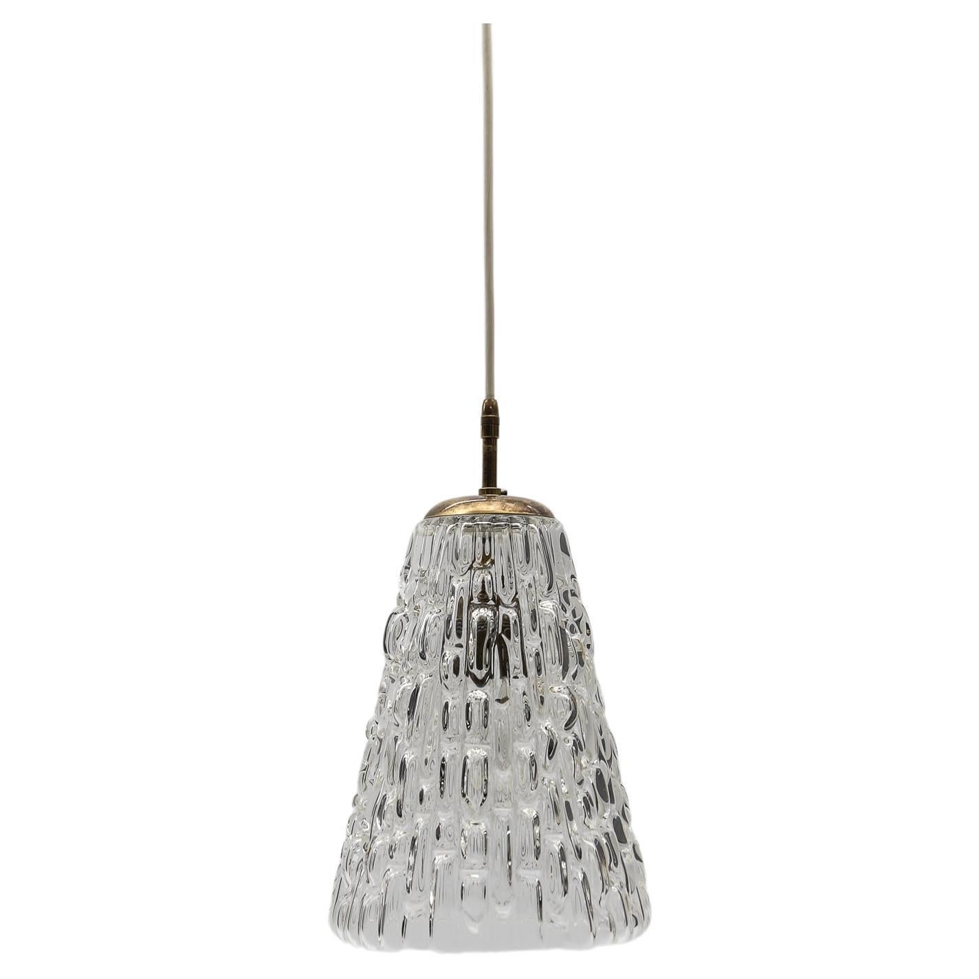 Lovely Mid Century Modern Brass & Bubble Glass Pendant Lamp by Rupert Nikoll For Sale