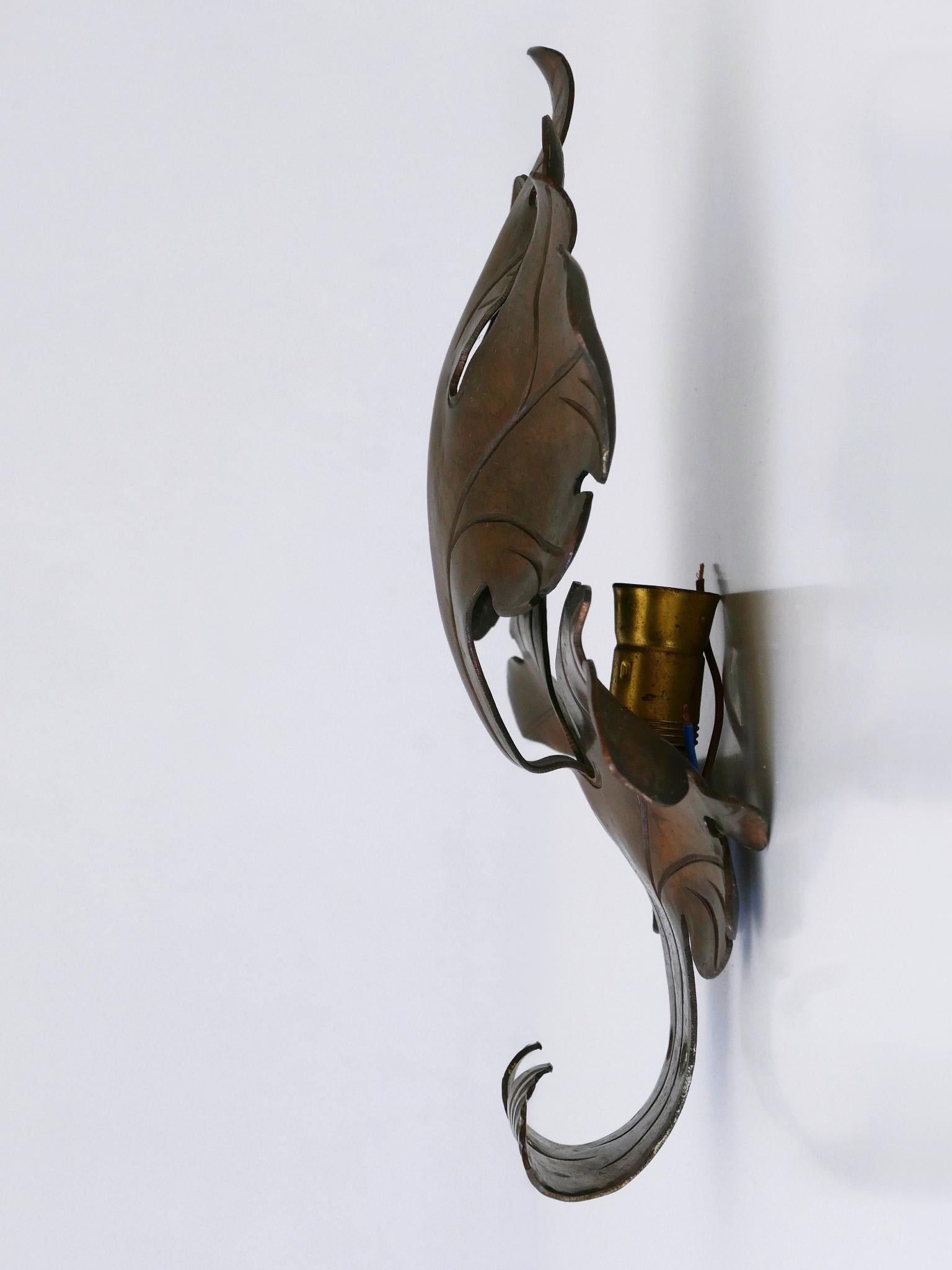 Graziosa lampada da parete o sconce in ottone a foglie di Oak della metà del secolo scorso, Germania 1960 in vendita 6